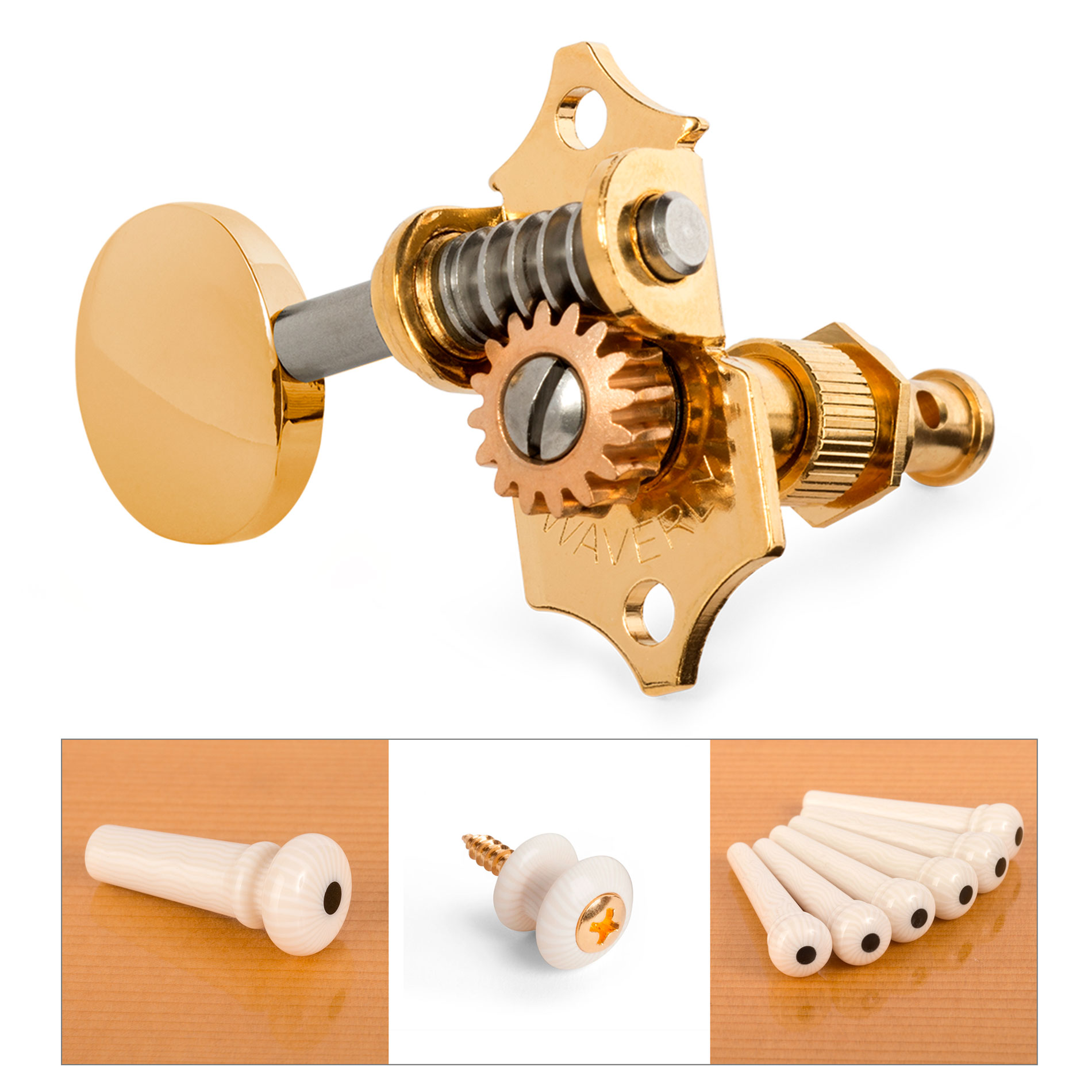 Waverly Oval Knob Anniversary Collection with Ivoroid Pins and Buttons, Gold Set