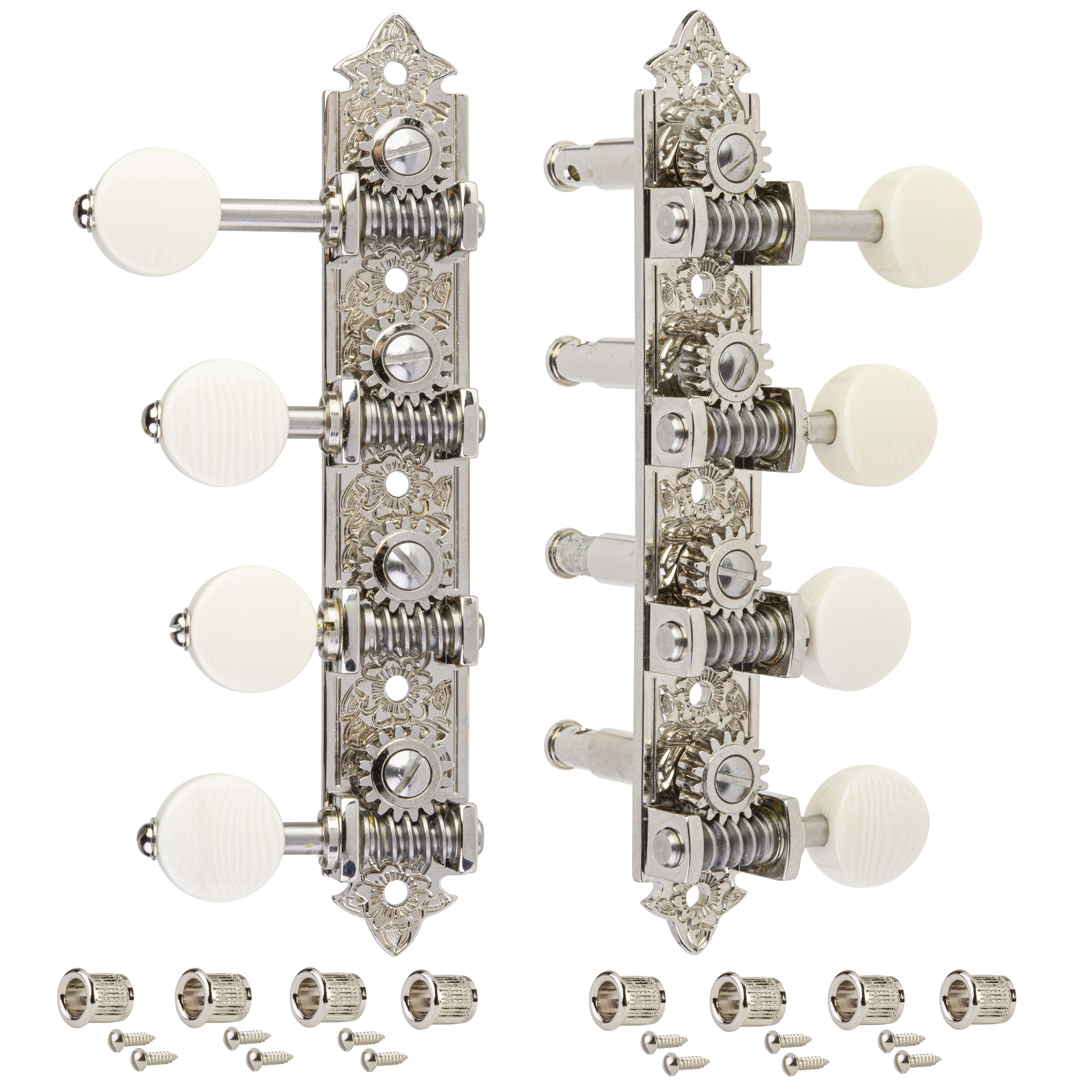 Waverly F-style Mandolin Machines with Ivoroid Knobs, Bright Nickel