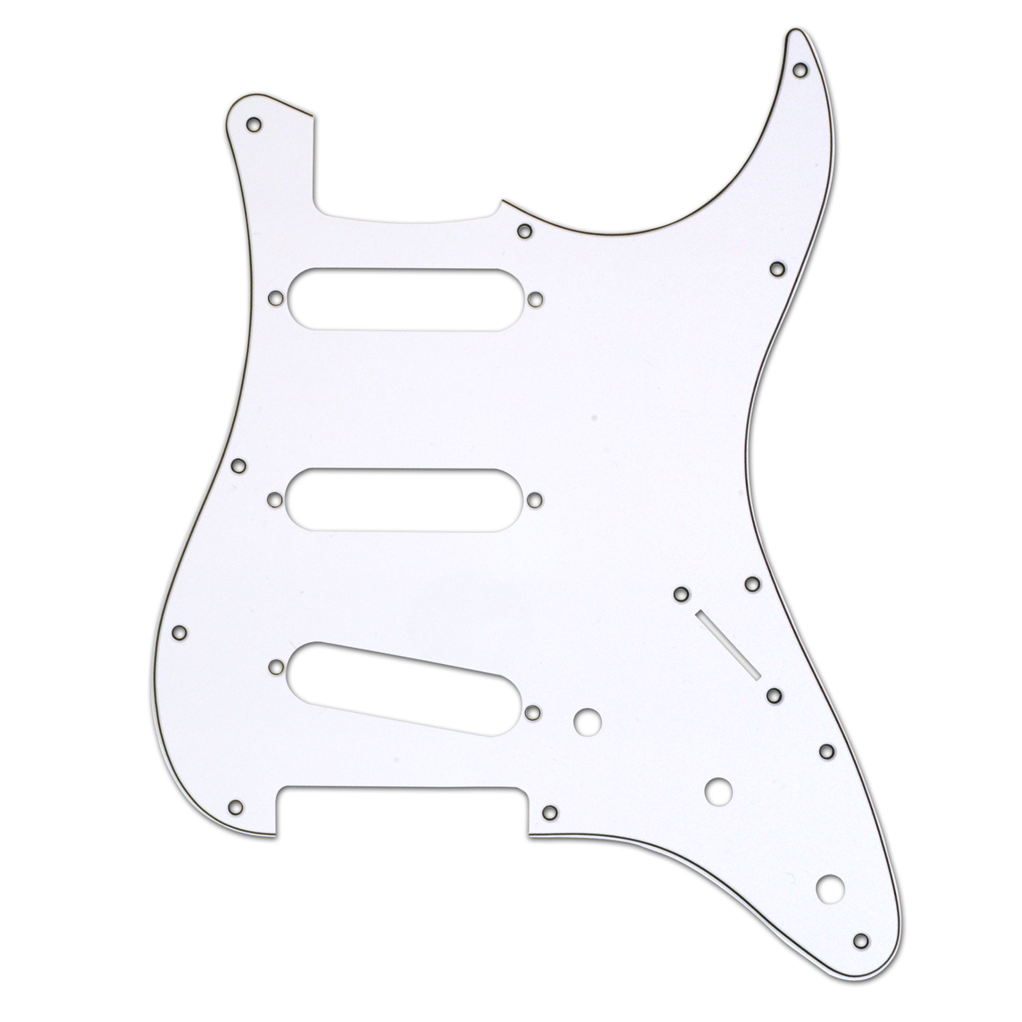 Strat Pickguard, White / black / white