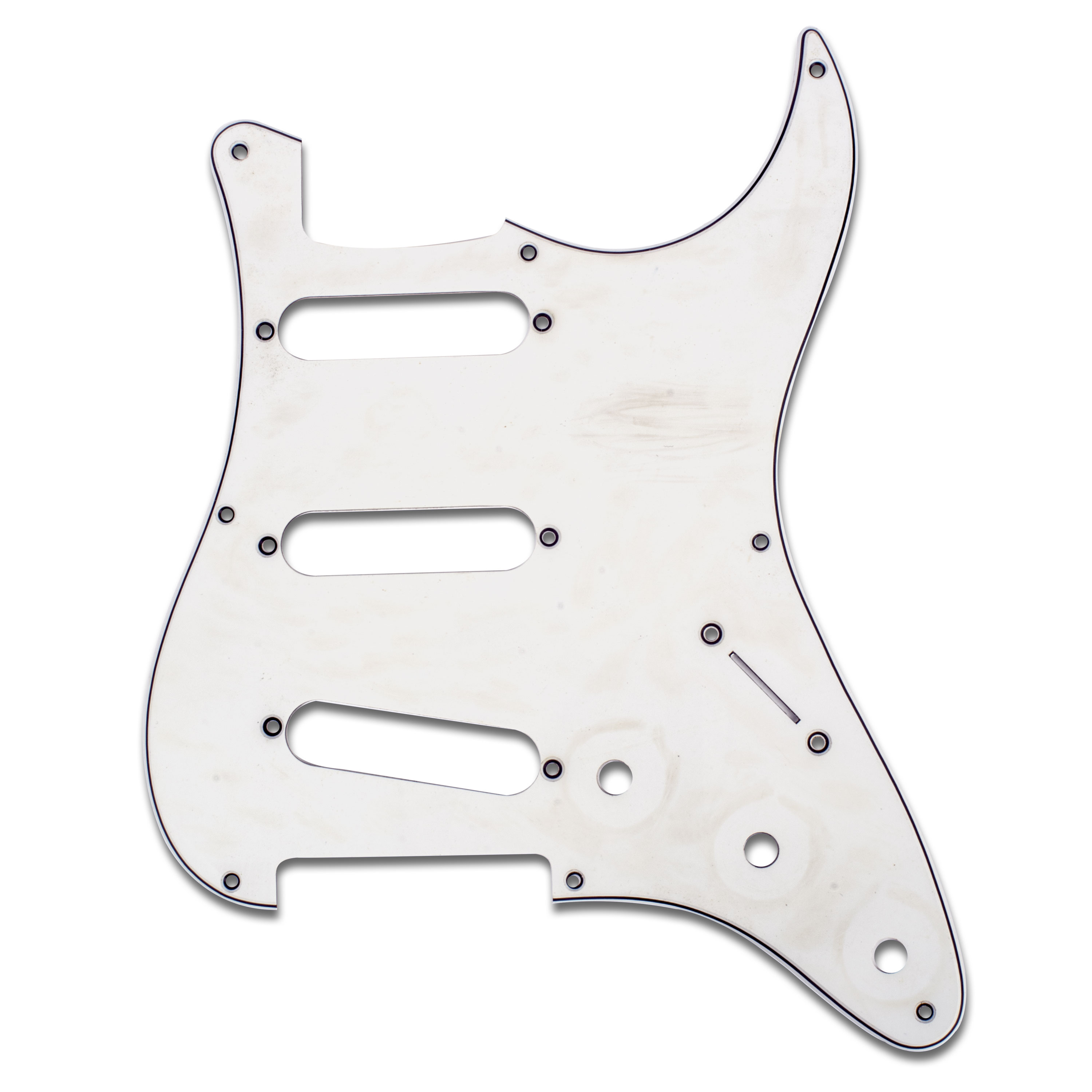 Strat Pickguard, Relic White / black / white