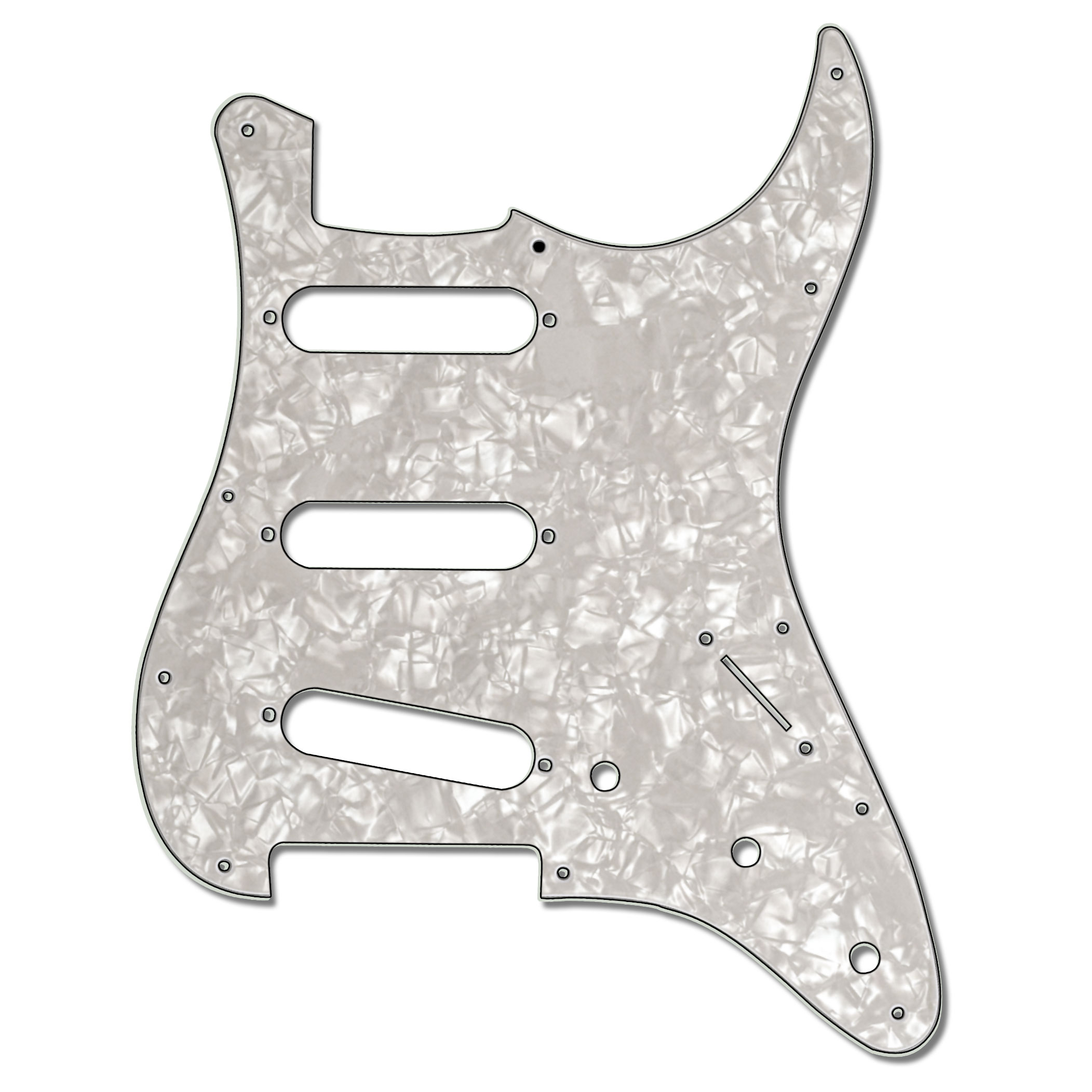 Strat Pickguard, Pearloid / white / black / mint