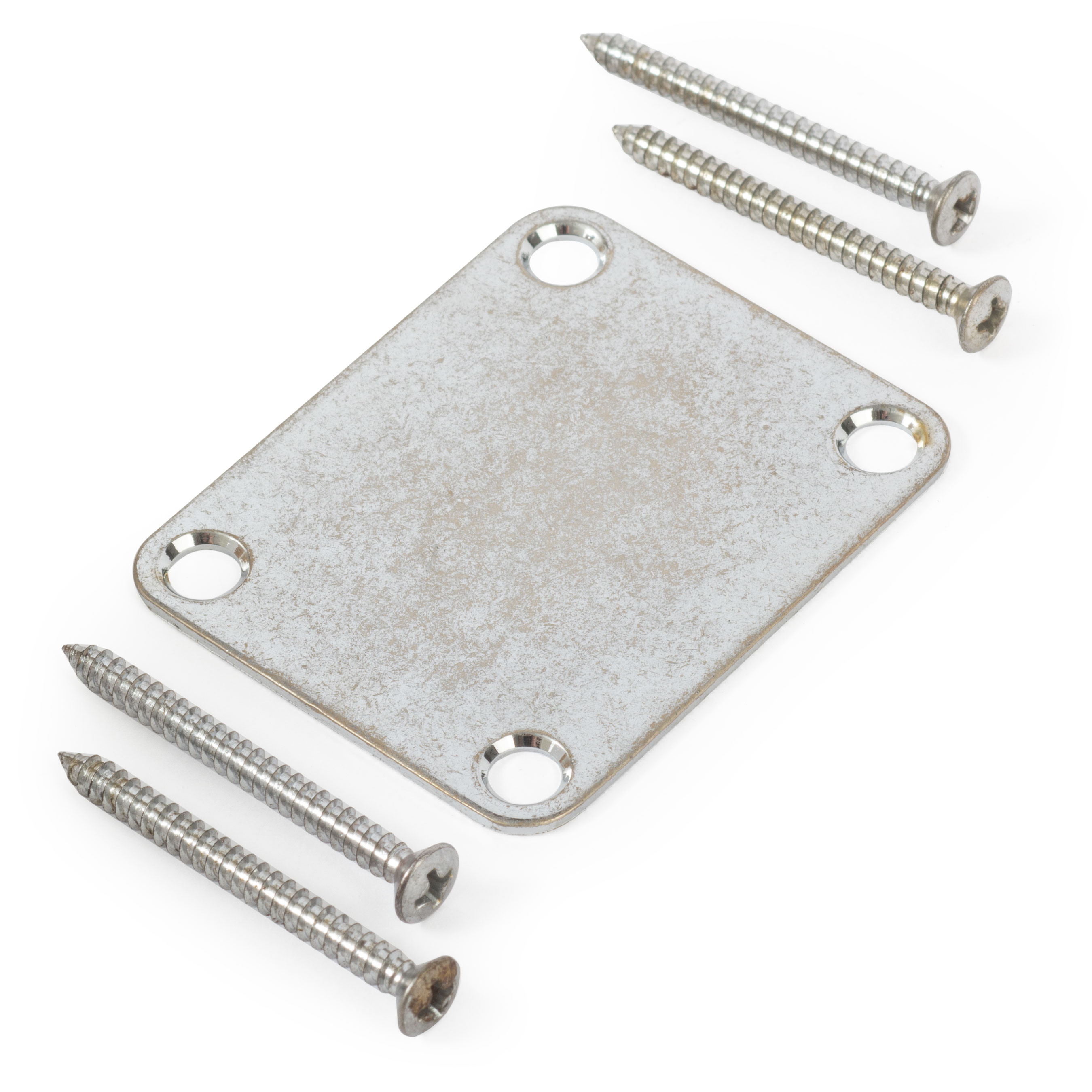 Neck Mounting Plate, Relic Chrome, with screws