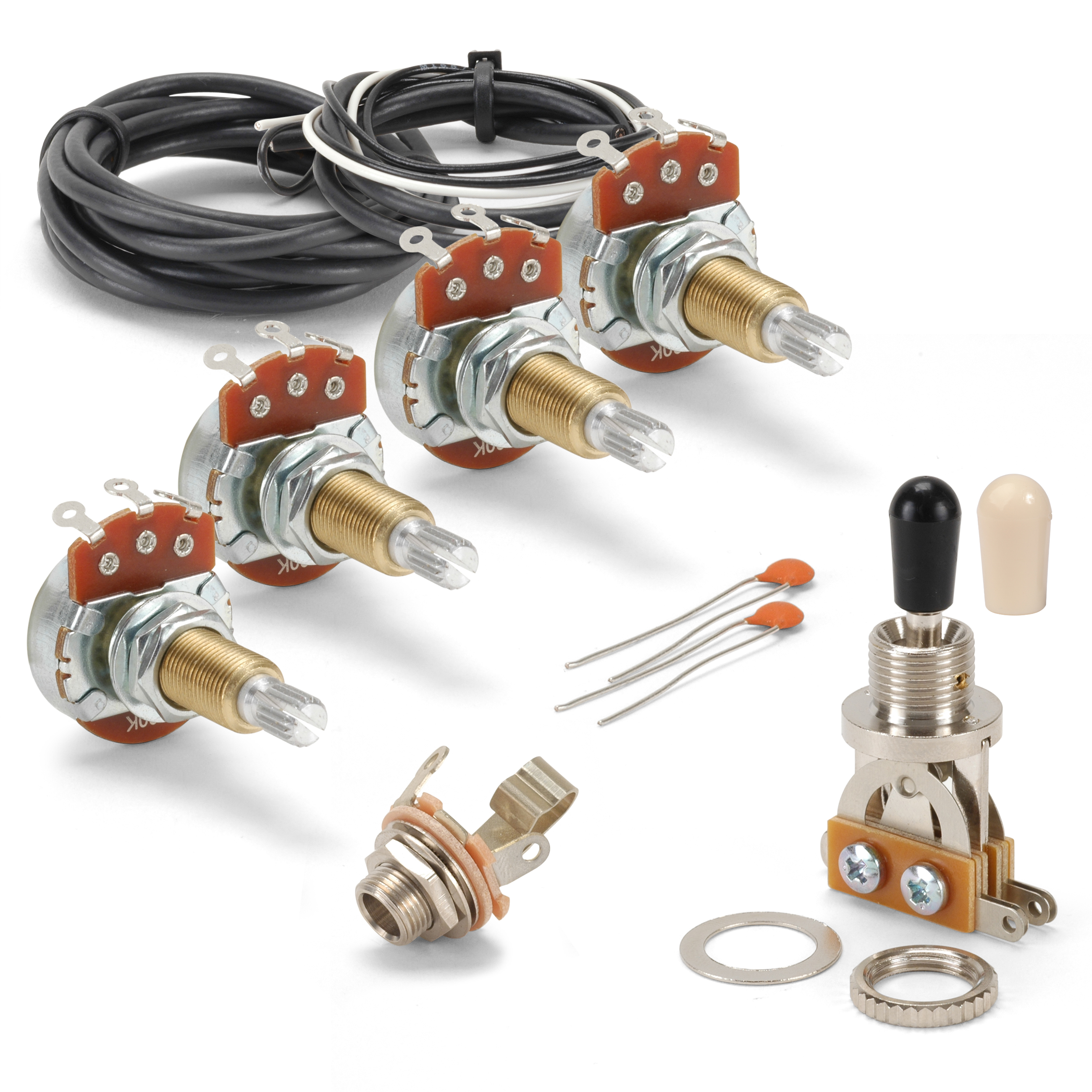 Wiring Kit for Gibson&reg; Les Paul&reg; Guitar, Long-shaft pots and chrome toggle switch