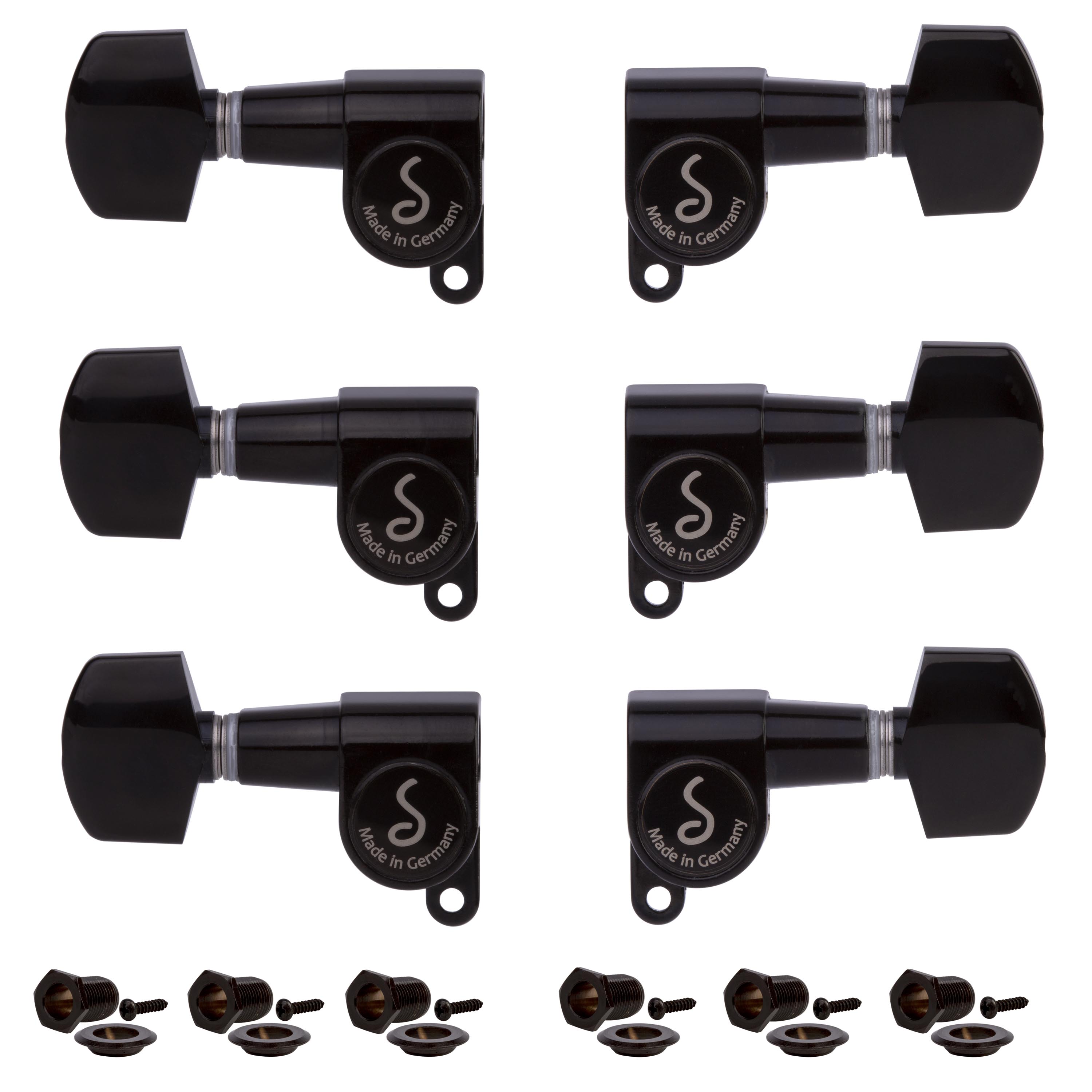 Schaller M-6 Mini 3+3 Guitar Machines, Black