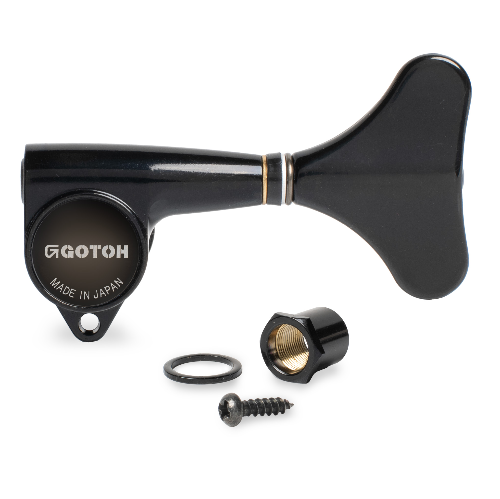 Individual Gotoh Compact Bass Tuner, Black, single left tuner