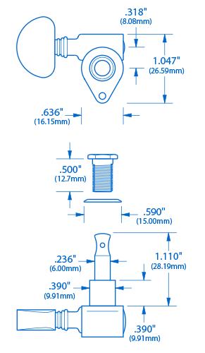 Grover "Milk Bottle" Rotomatic (102V Series) 3+3 Tuners