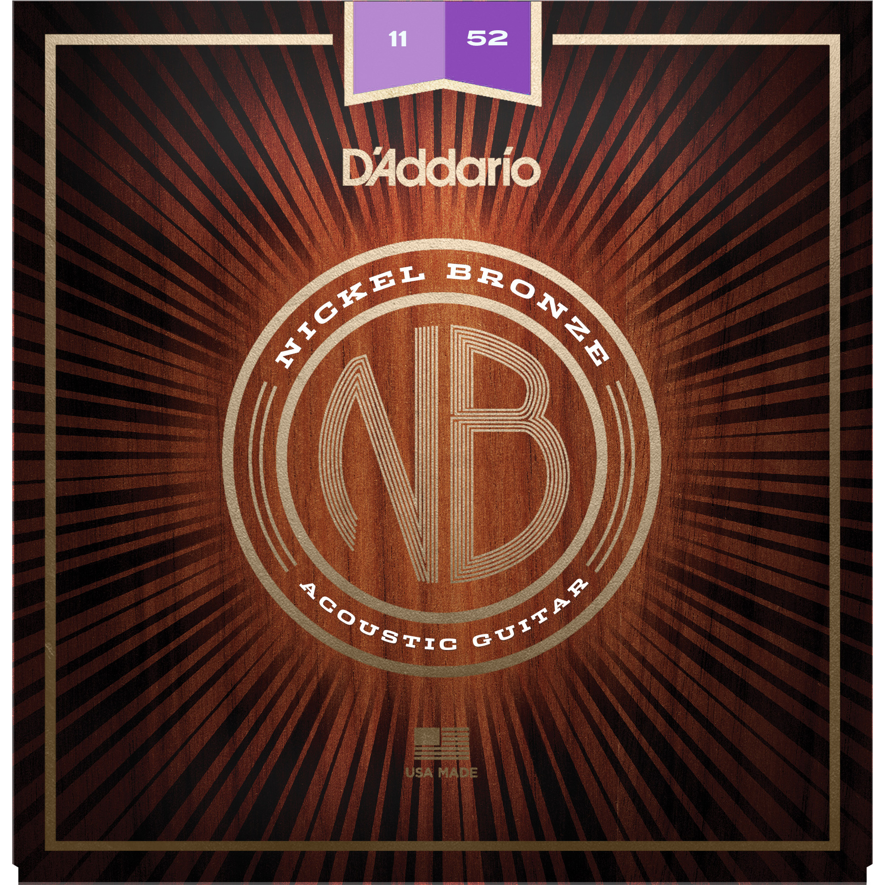 D'Addario Nickel Bronze Acoustic Guitar Strings, Custom Light (NB1152)