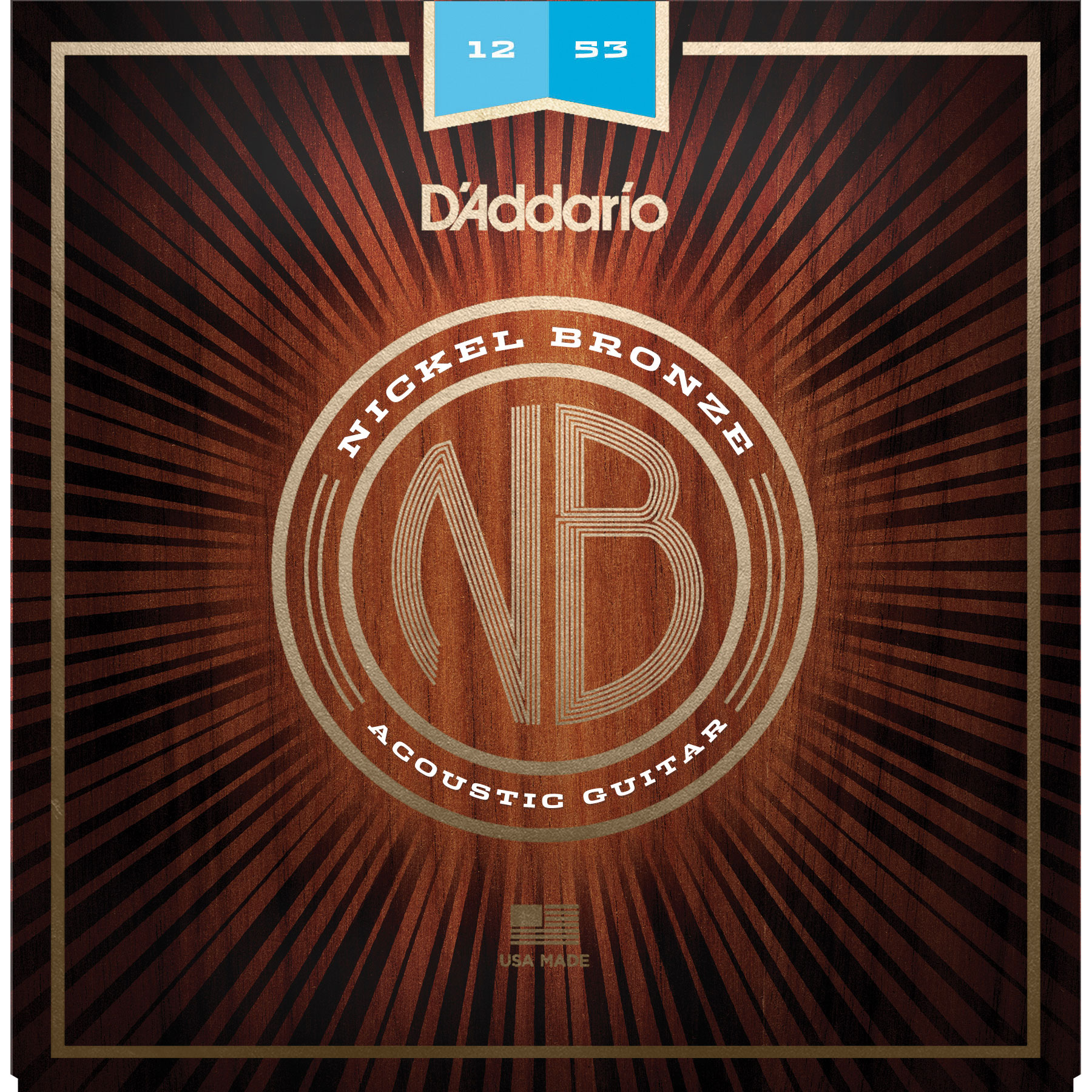 D'Addario Nickel Bronze Acoustic Guitar Strings, Light (NB1253)