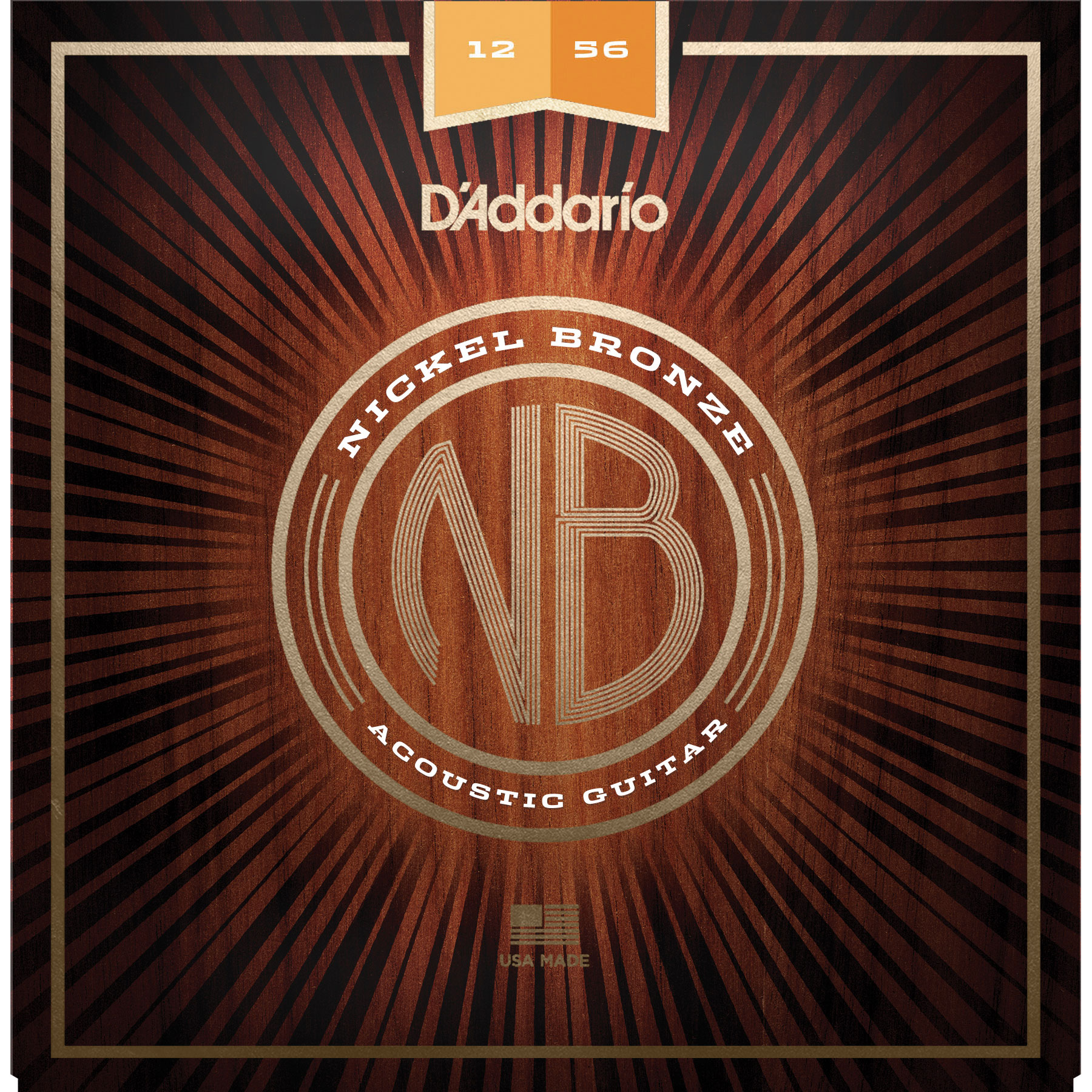 D'Addario Nickel Bronze Acoustic Guitar Strings, Light Top/Medium Bottom (NB1256)