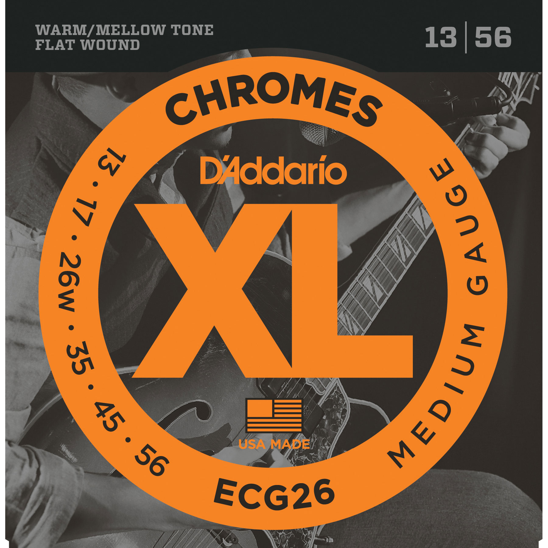D'Addario Chromes Flat Wound Electric Guitar Strings, Medium (ECG26)