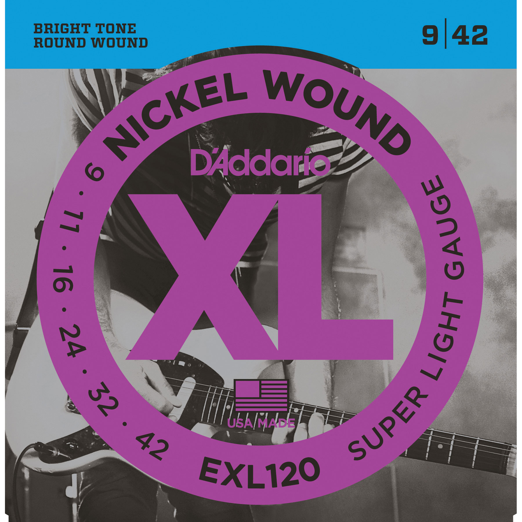 D'Addario XL Nickel Wound Electric Guitar Strings, Super Light (EXL120)