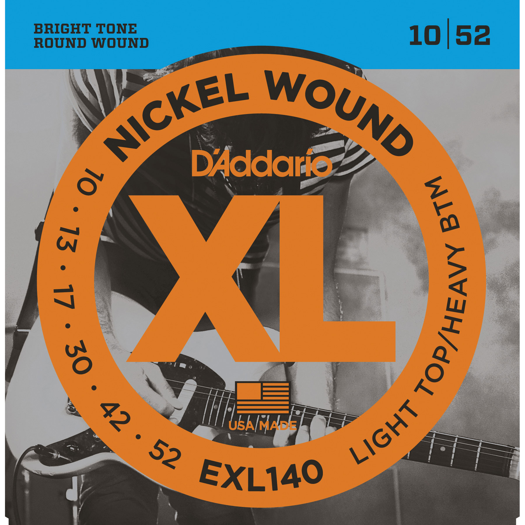 D'Addario XL Nickel Wound Electric Guitar Strings, Light Top/Heavy Bottom (EXL140)