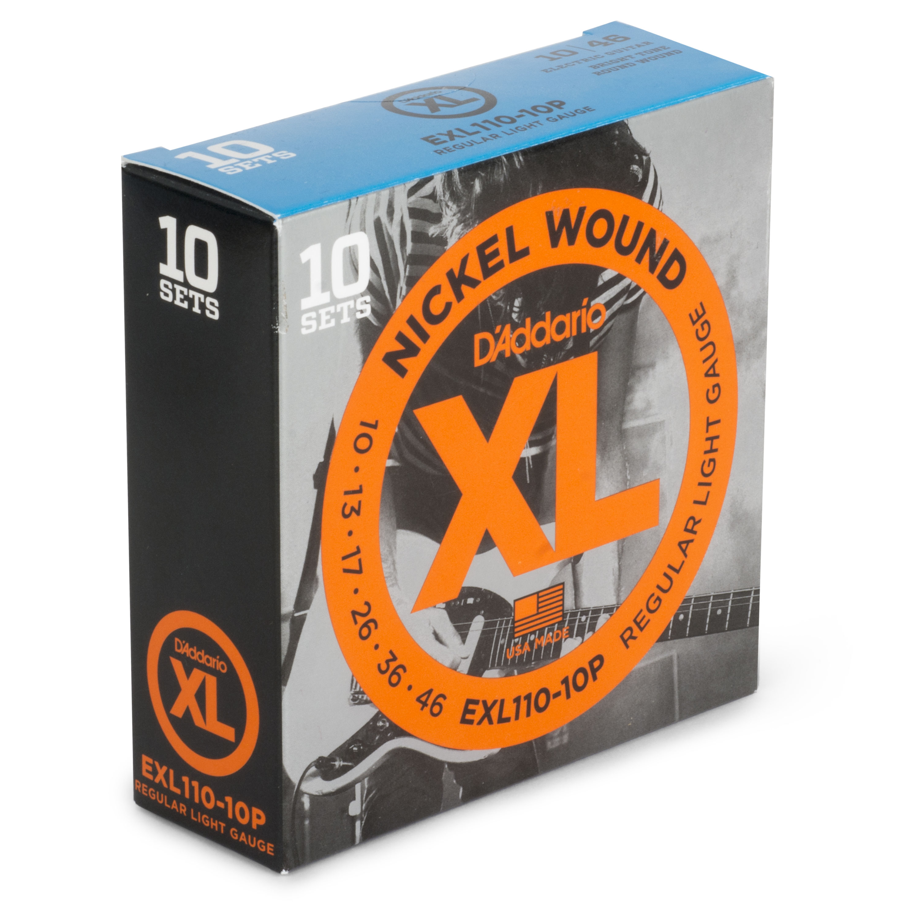 D'Addario XL Nickel Wound Electric Guitar Strings, 10-pack