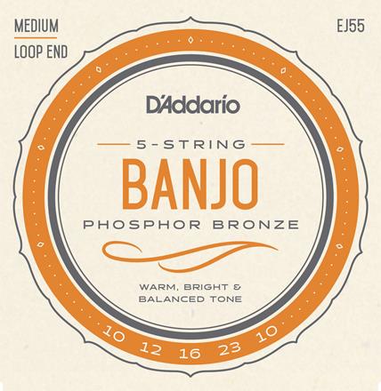 D'Addario Phosphor Bronze Banjo Strings, Medium (EJ55)