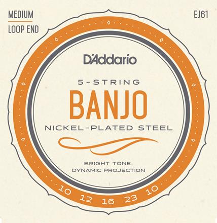 D'Addario Nickel Plated Banjo Strings, Medium (EJ61)