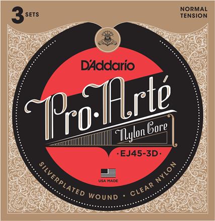 D'Addario Pro Arte Classical Guitar Strings 3 Pack, Normal Tension (EJ45-3D)