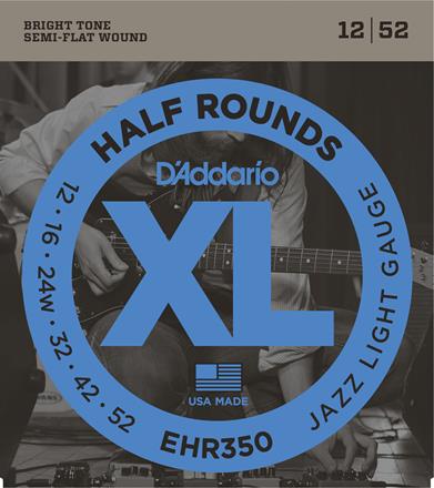 D'Addario XL Half Round Electric Guitar Strings, Jazz Light (EHR350)
