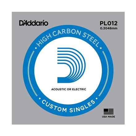 D'Addario Single Electric Guitar Strings, 0.012" Plain Steel