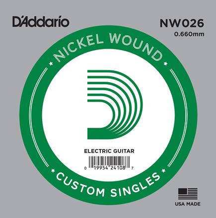 D'Addario Single Electric Guitar Strings, 0.026" Nickel Wound