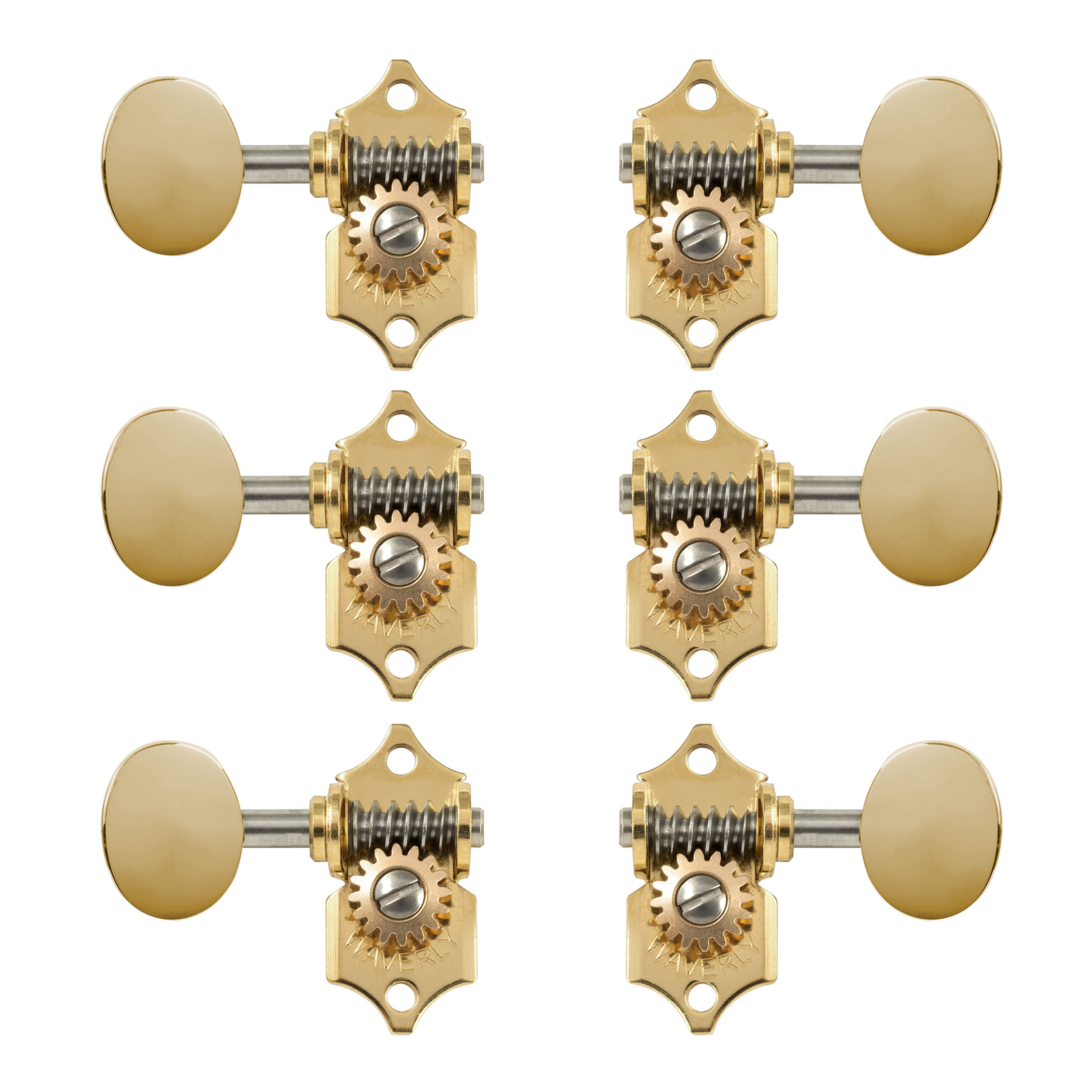 Waverly Guitar Tuners with Vintage Oval Knobs for Slotted Pegheads, Titanium, 3L/3R