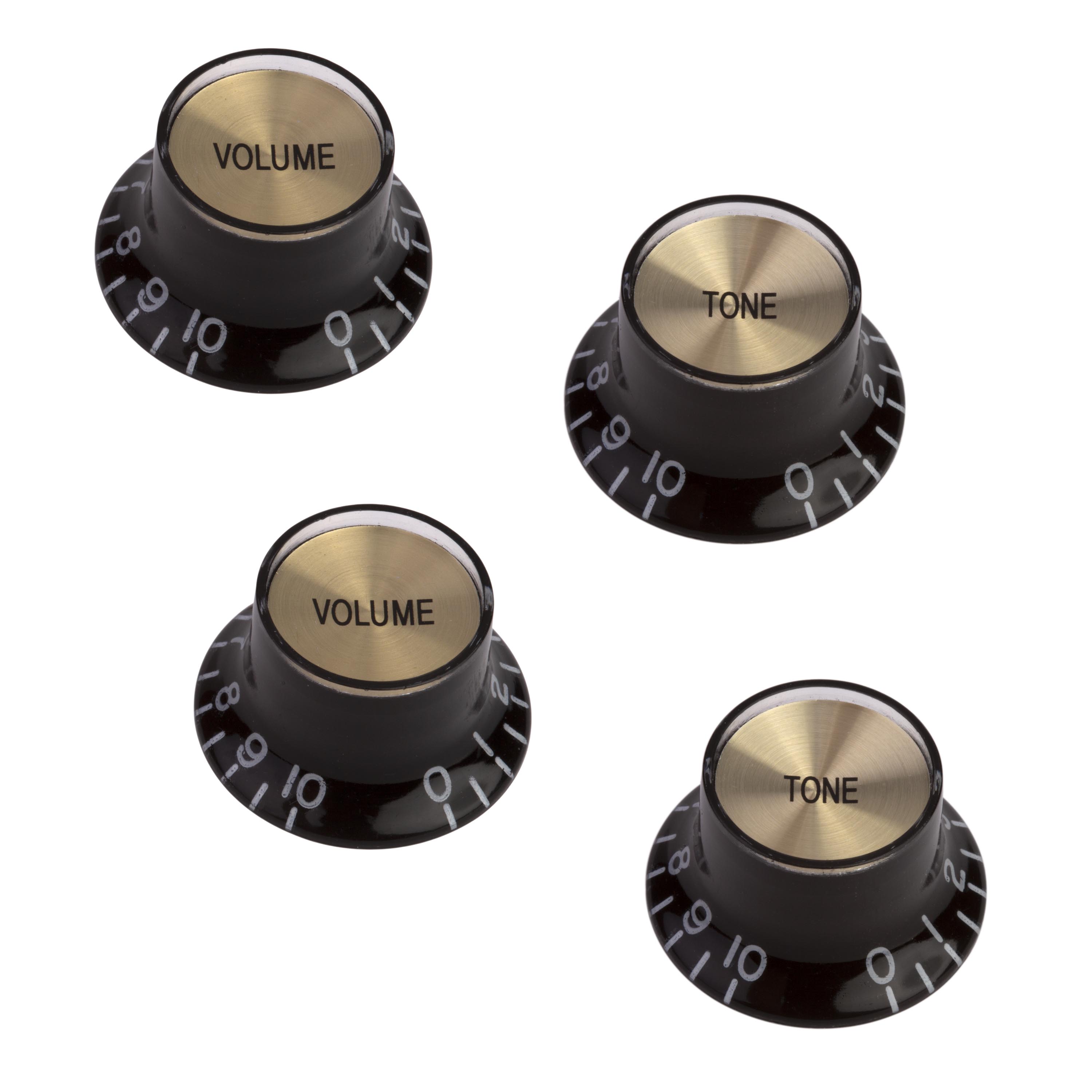 Gibson Accessories Top Hat Knobs with Metal Inserts, Black with gold insert, set of 4