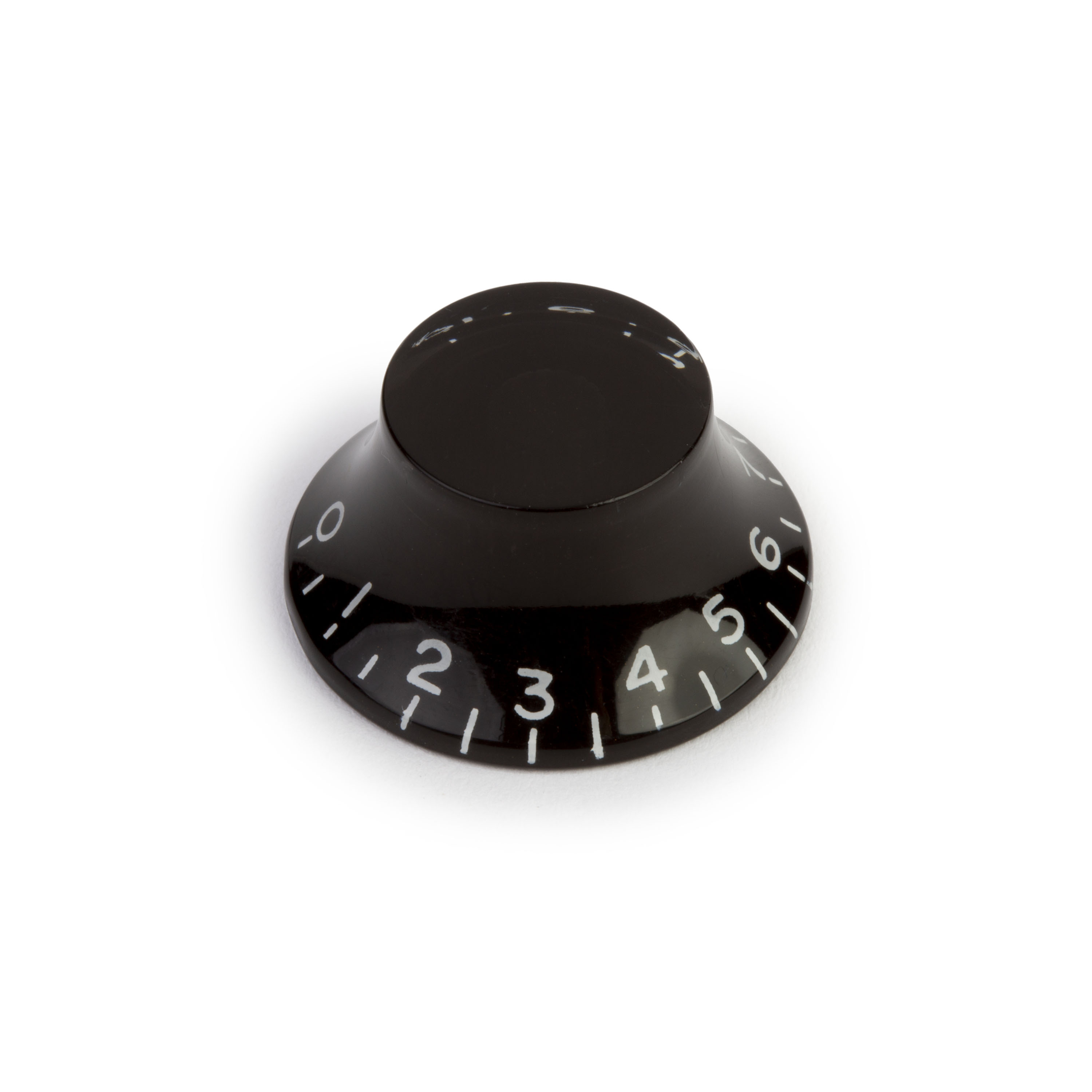 Top Hat Bell Knob, Black, for fine-knurled pot shaft (CTS)