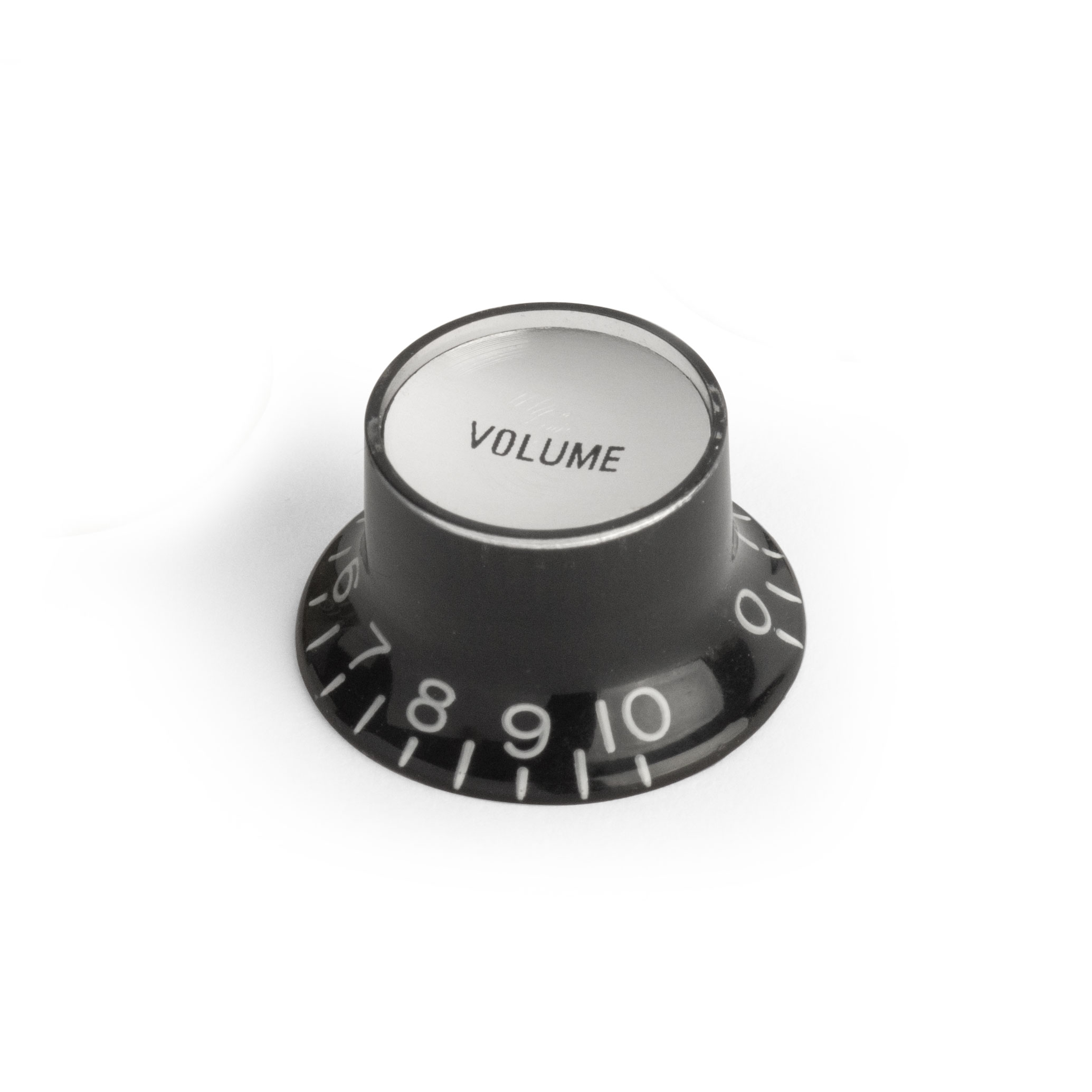 Top Hat Bell Reflector Knob, Black Volume, fine knurled for CTS
