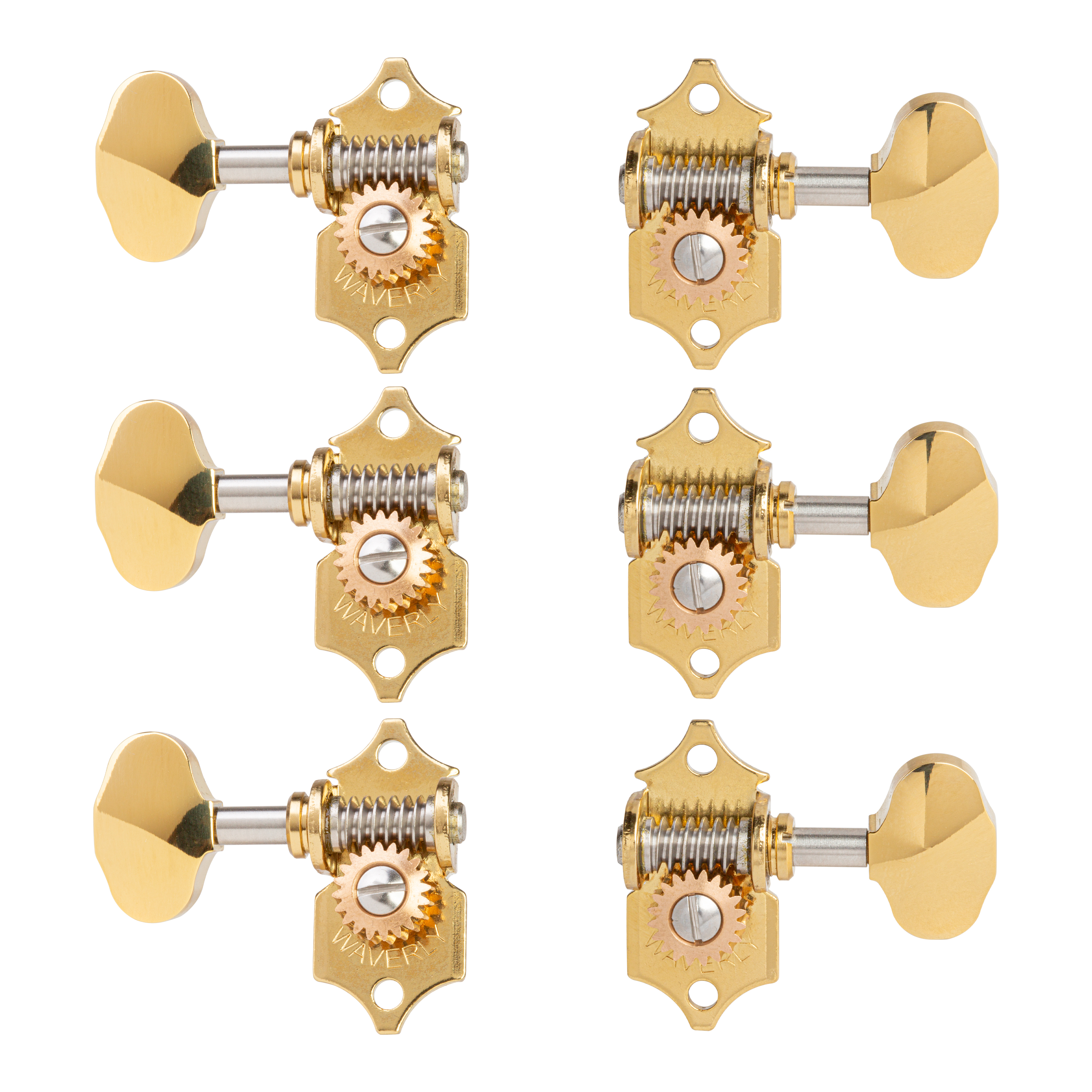 Waverly High Ratio Guitar Tuners with Butterbean Knobs for Solid Pegheads, Titanium, 3L/3R
