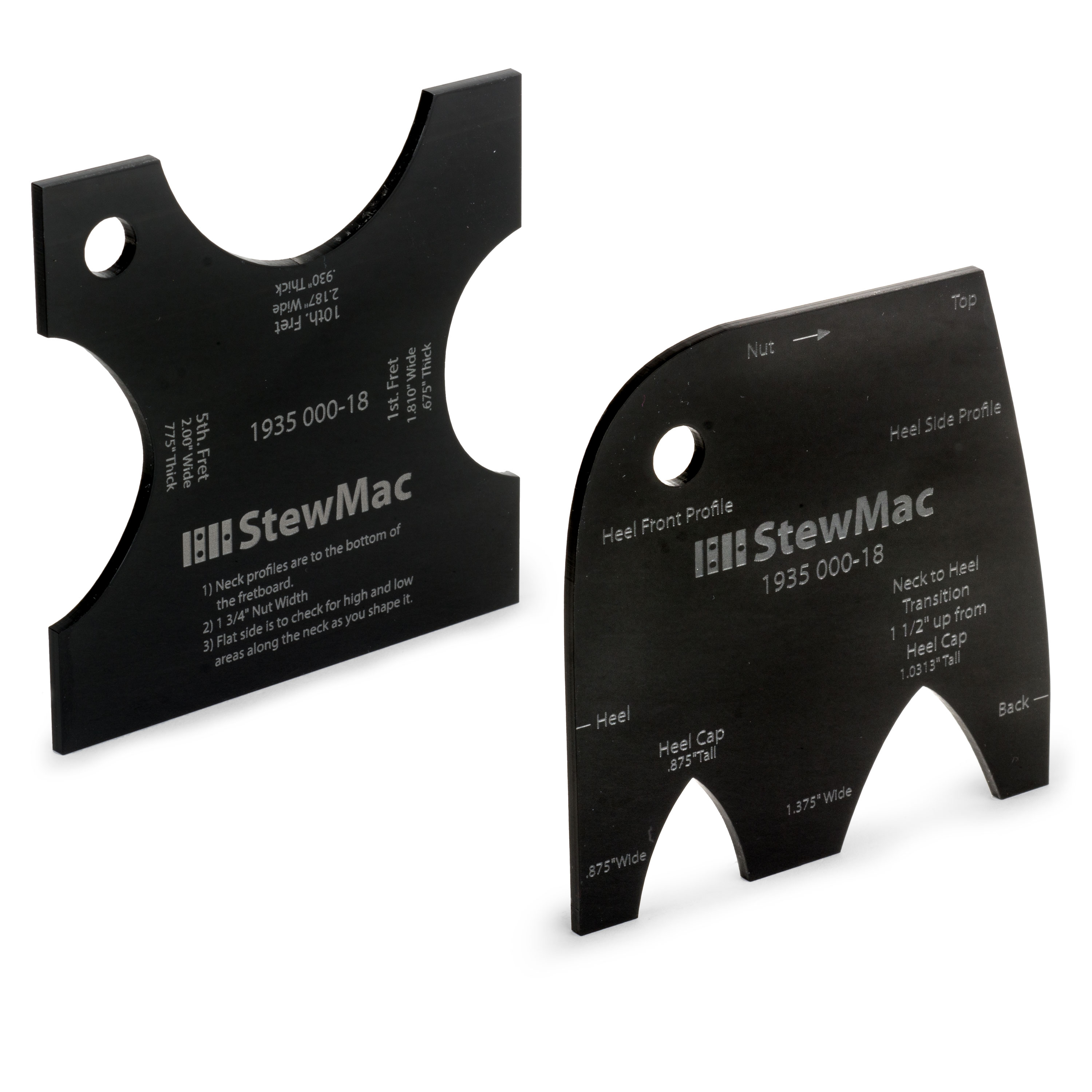 Neck Shaping Templates for Acoustic Guitar, 1935 Martin 000-18