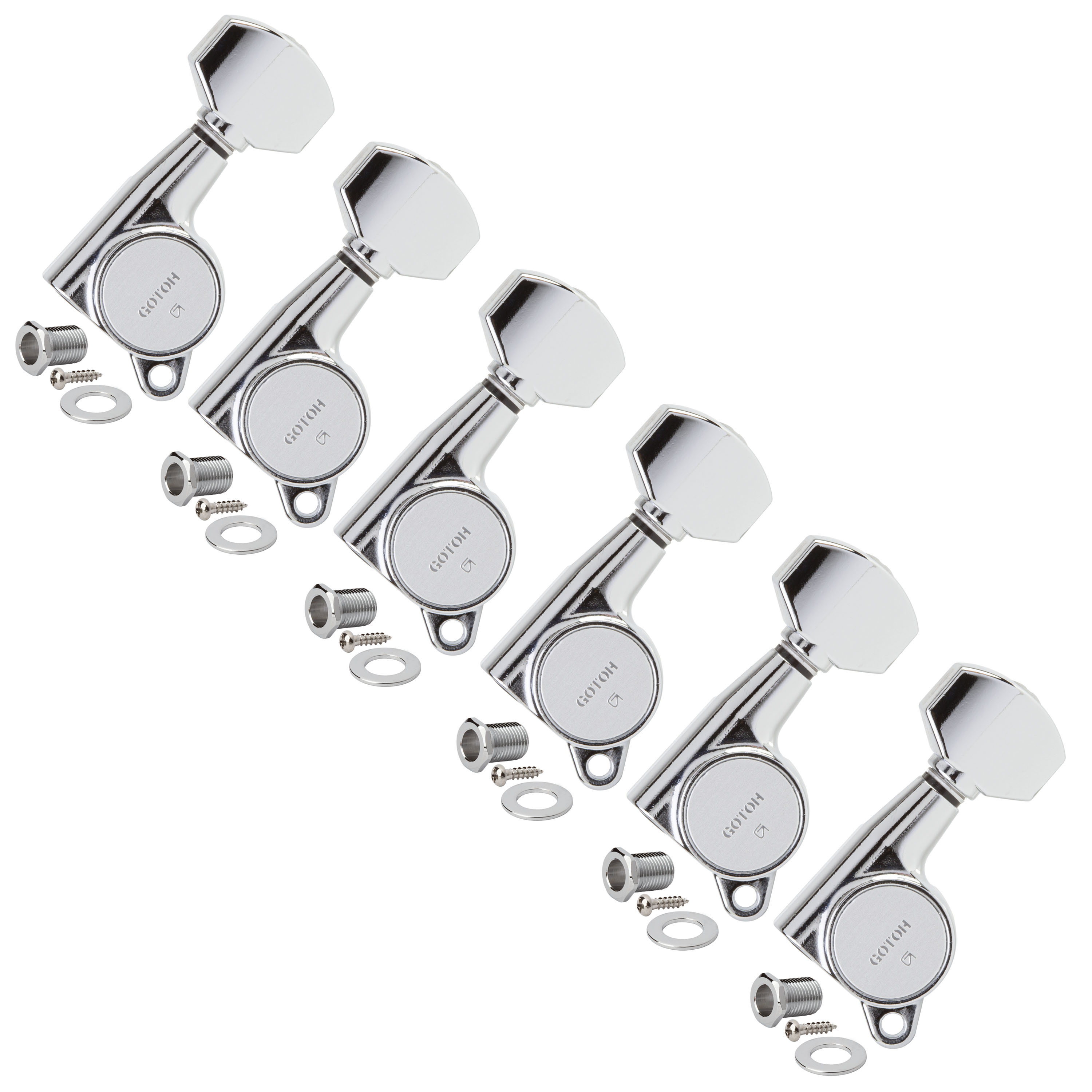 Gotoh Schaller-style Knob 6-In-Line Tuners, Chrome