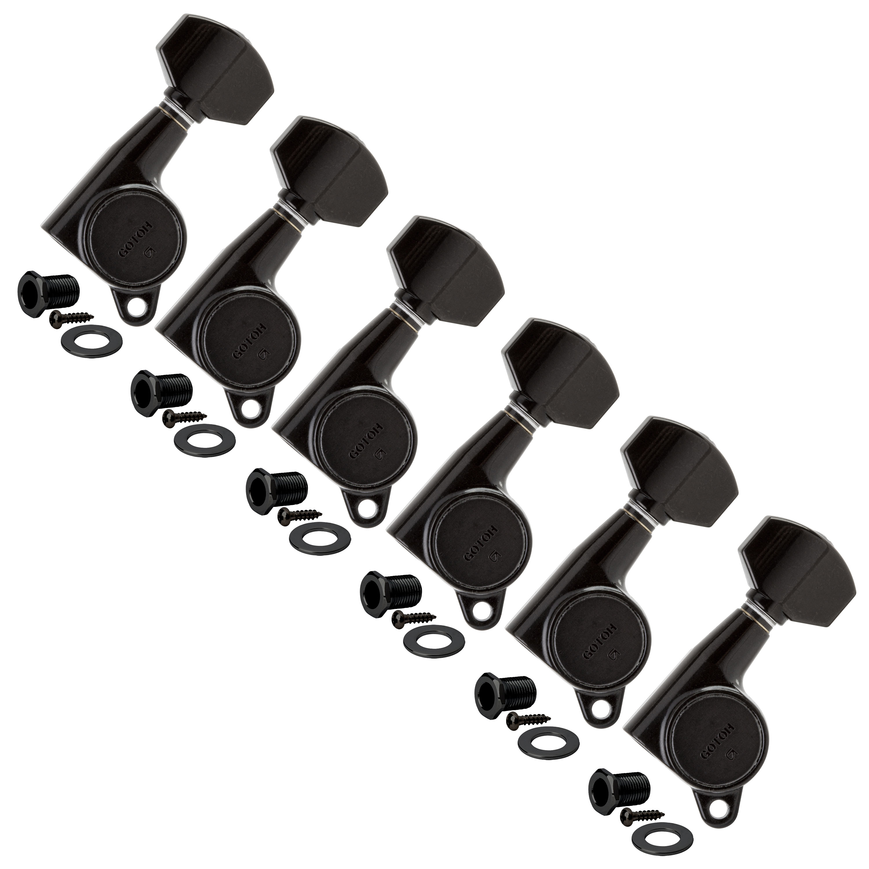 Gotoh Schaller-style Knob 6-In-Line Tuners, Black