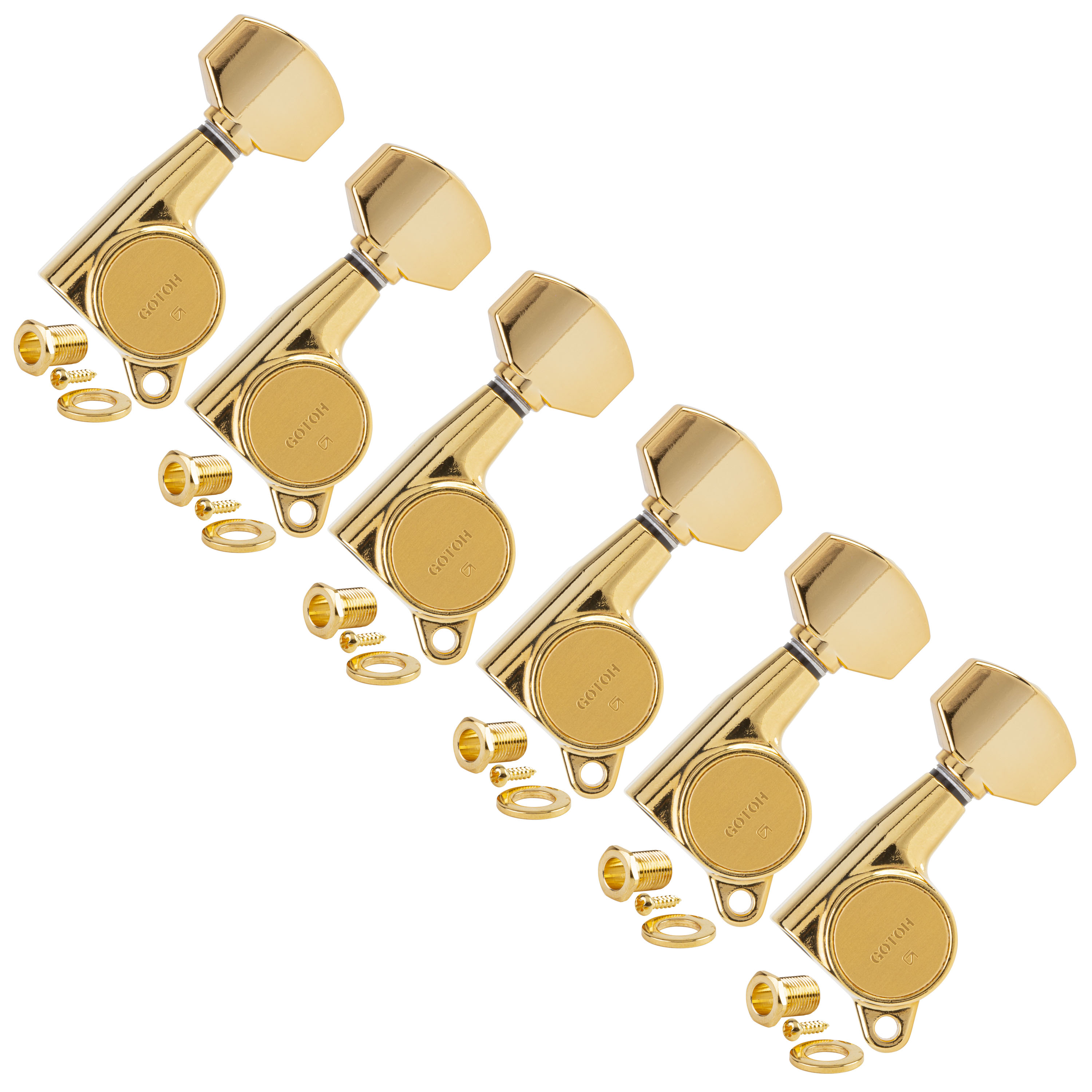 Gotoh Schaller-style Knob 6-In-Line Tuners, Gold