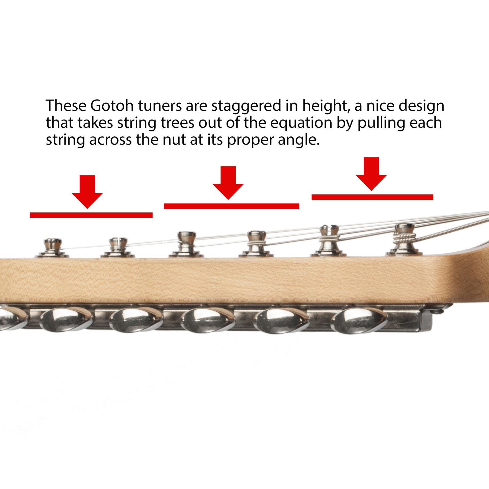 Gotoh Staggered-Height 6-In-Line Tuners