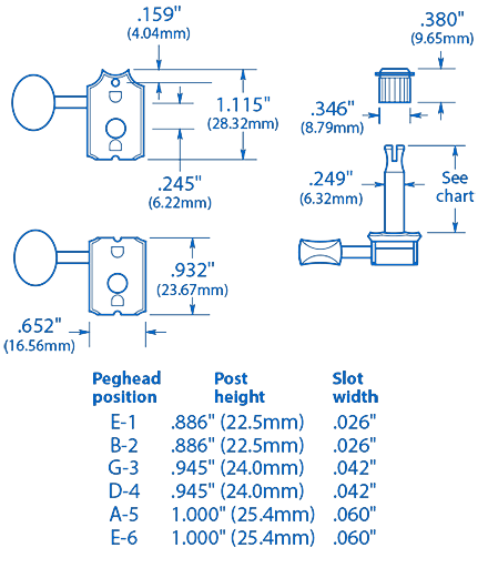 Gotoh Staggered-Height 6-In-Line Tuners