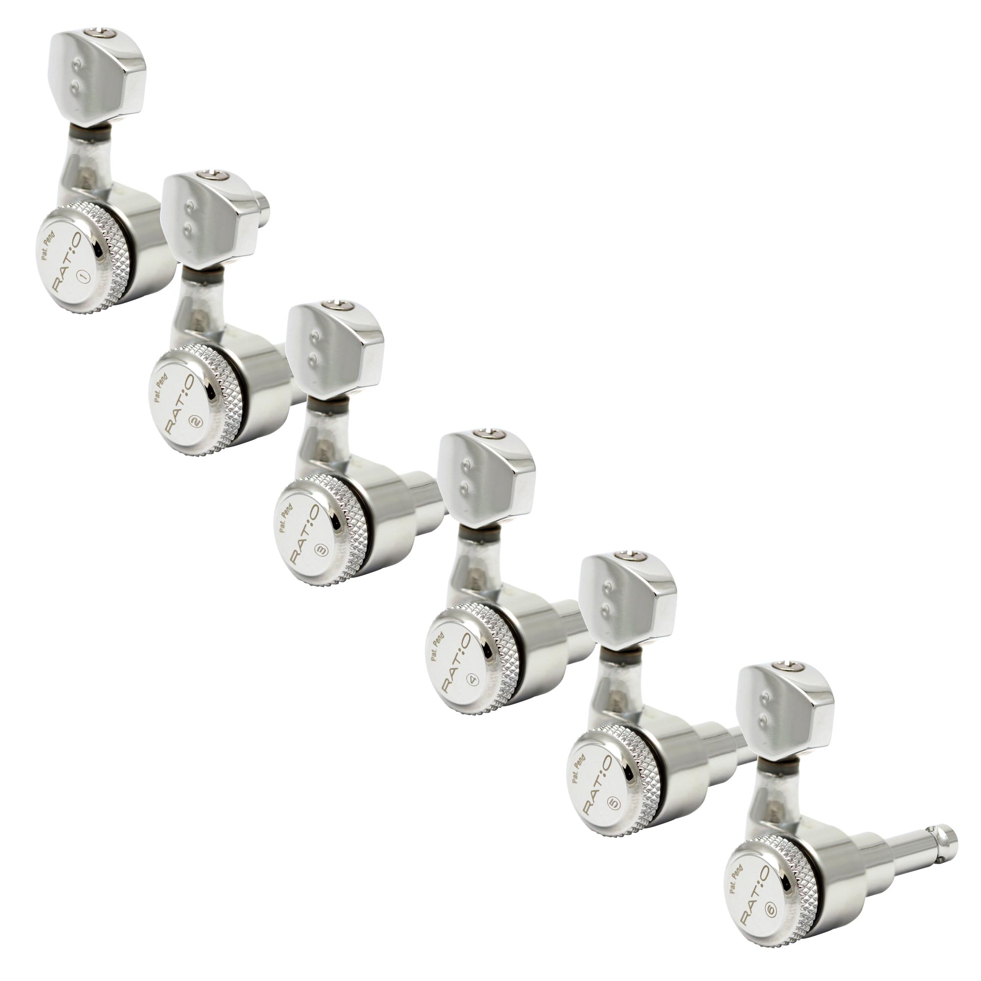 Graph Tech Ratio Electric Locking 6-In-Line Tuned Machine Heads, Chrome