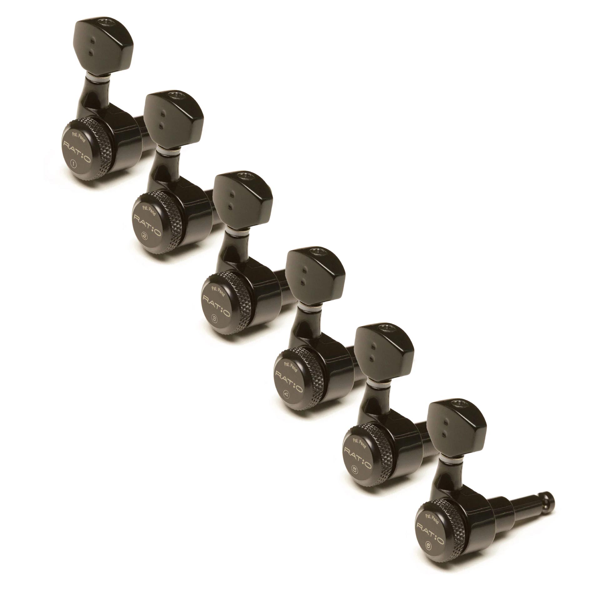 Graph Tech Ratio Electric Locking 6-In-Line Tuned Machine Heads, Black