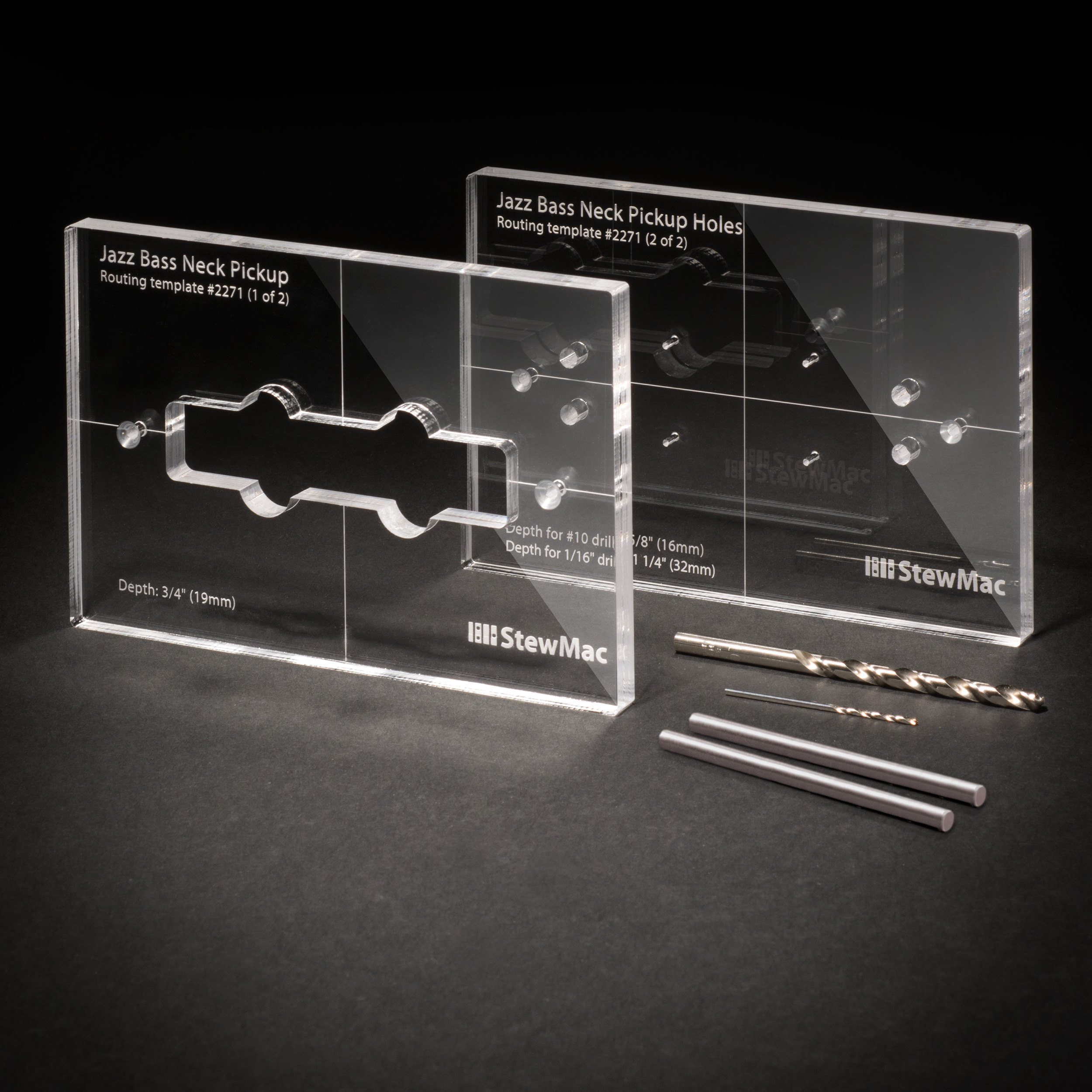 Pickup Routing Templates for Jazz Bass, Set for Neck Pickup