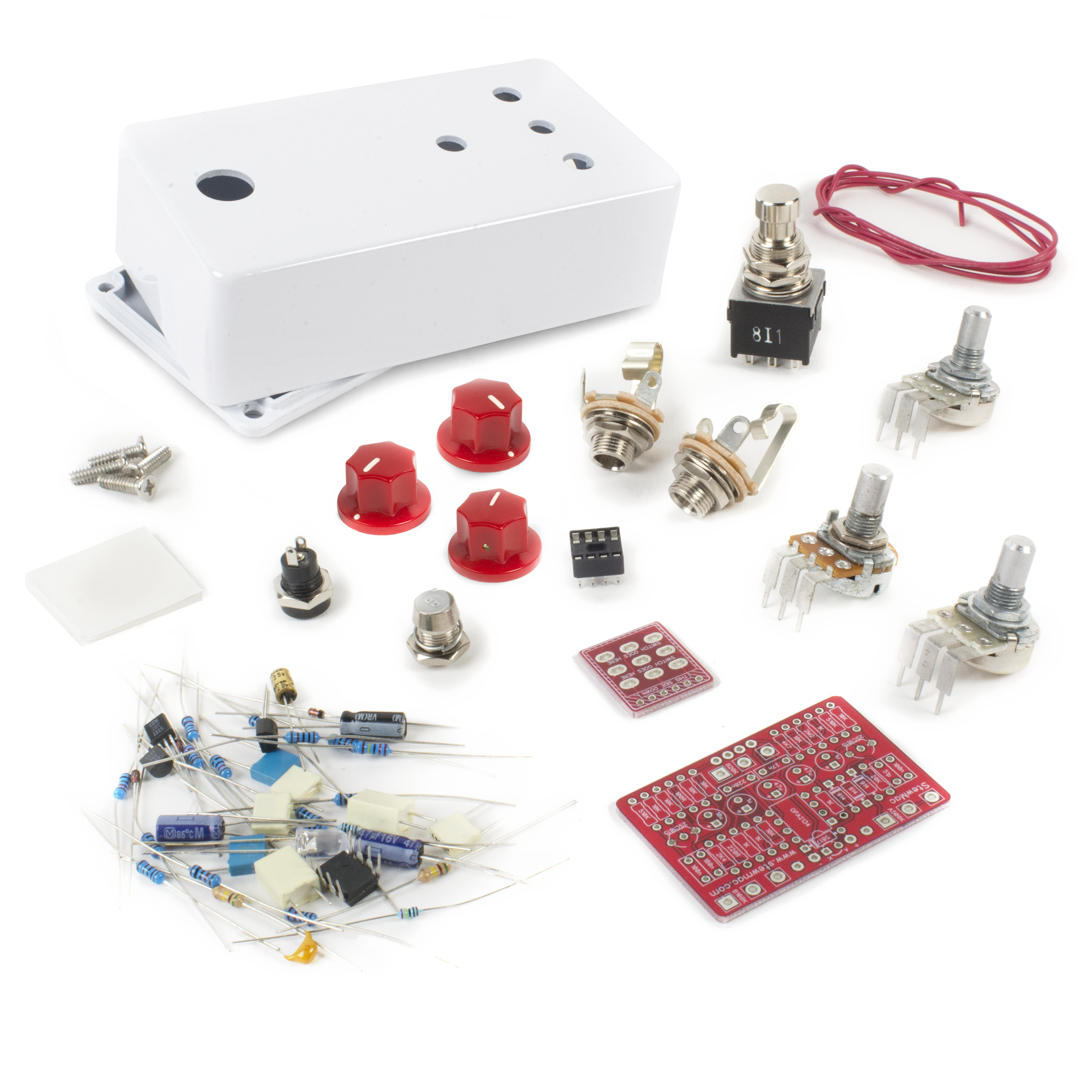 StewMac Screamer DIY Pedal Kit, With White Enclosure