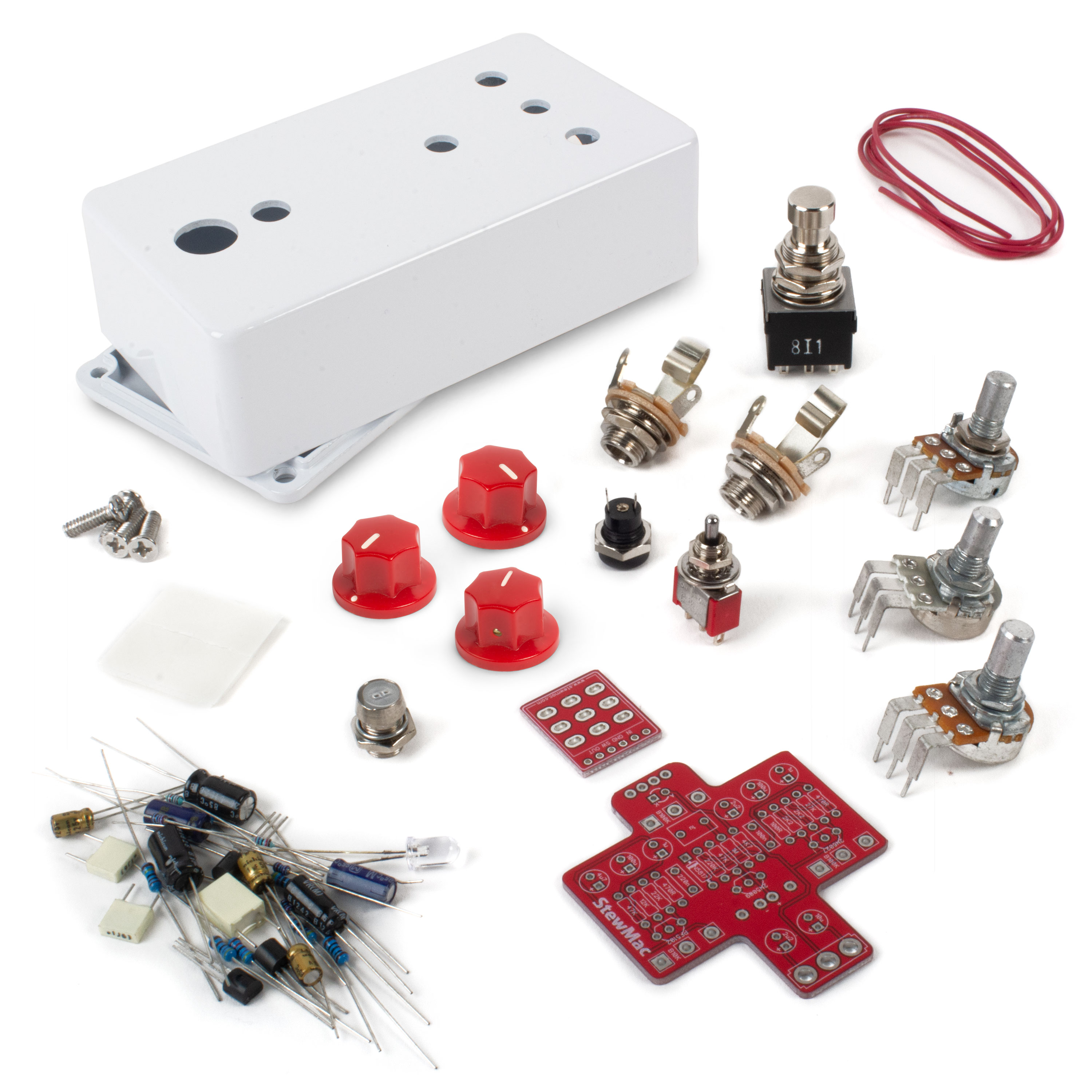 StewMac Fan Tremolo DIY Pedal Kit, With White Enclosure