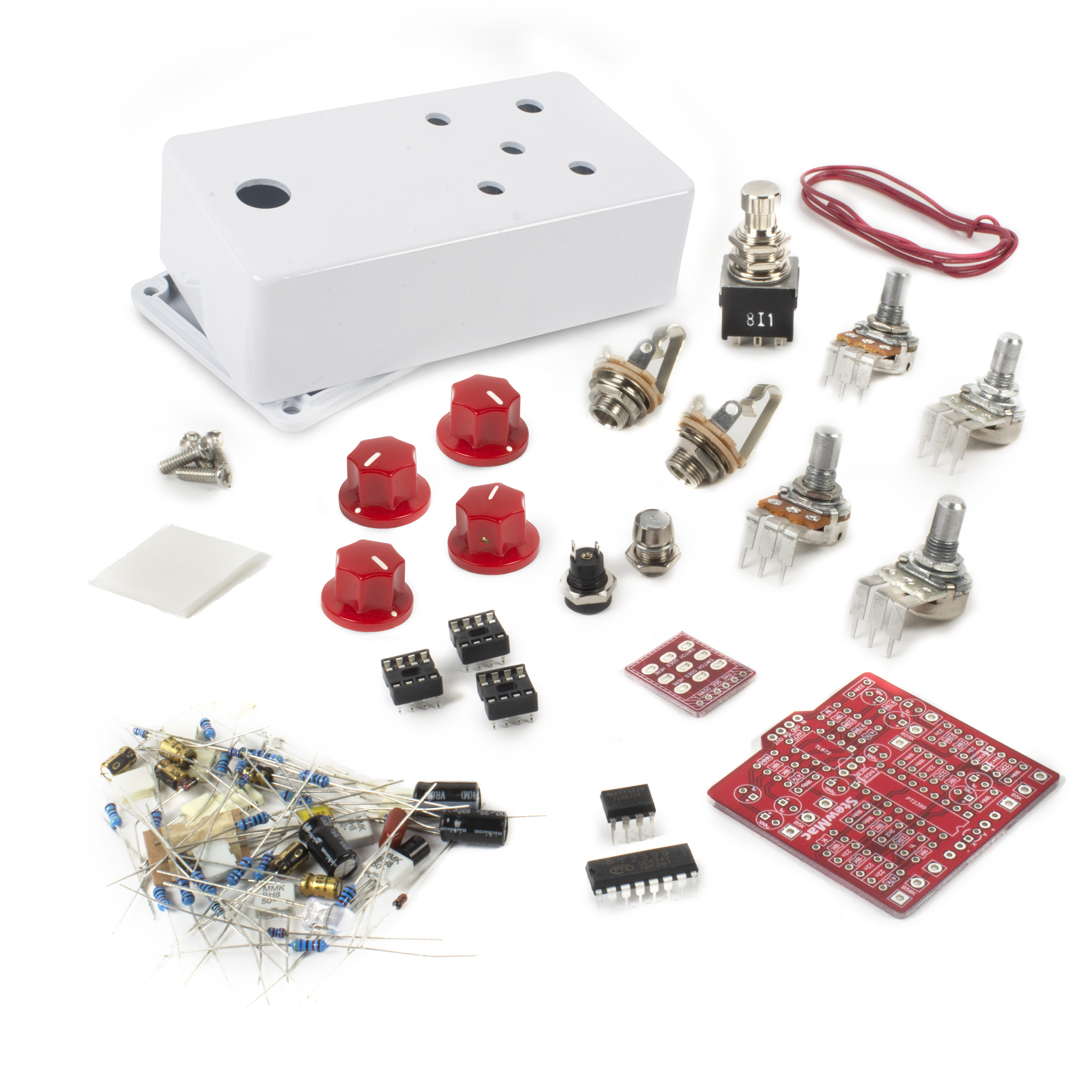 StewMac Tape Op Delay DIY Pedal Kit, With White Enclosure