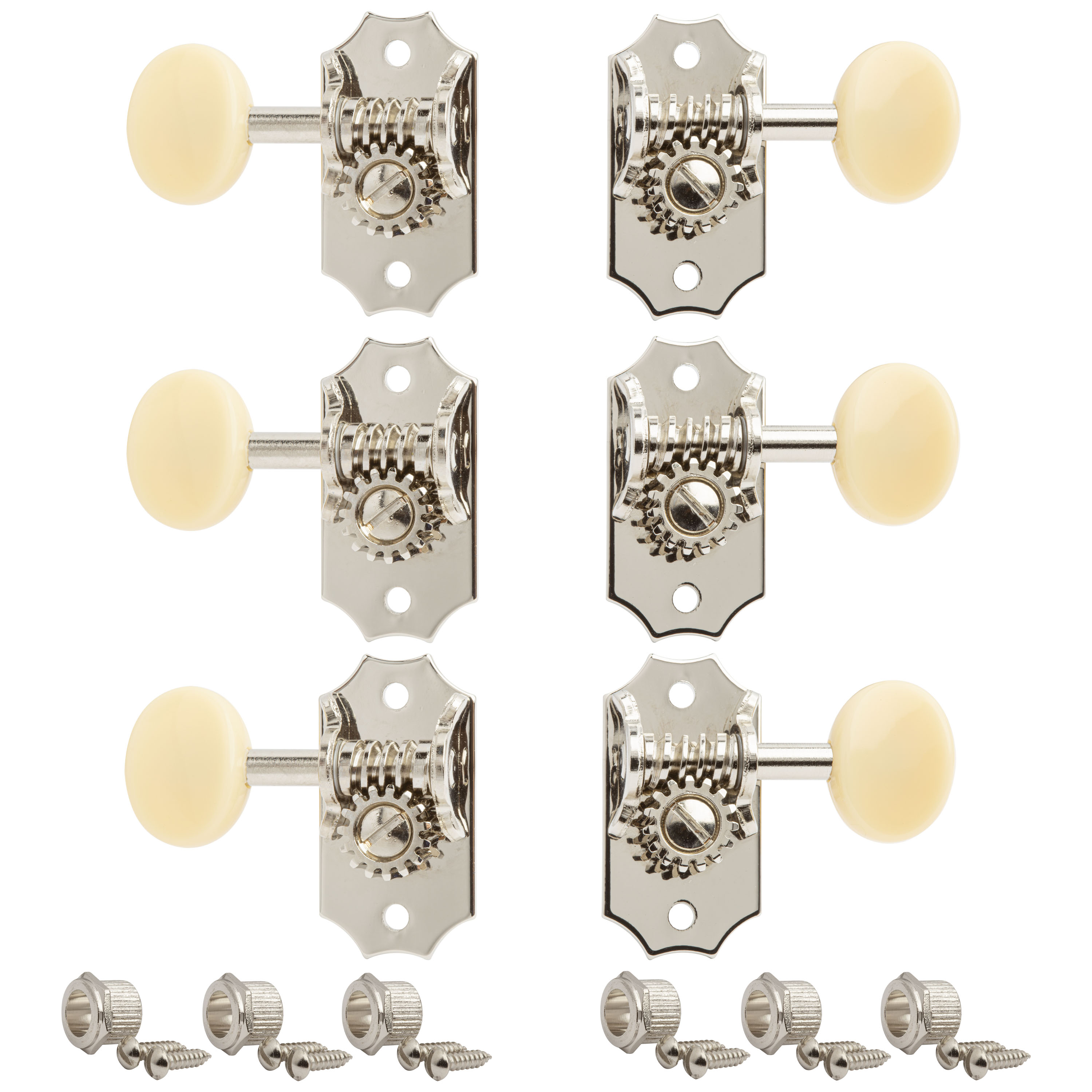Golden Age Restoration Guitar Tuners 3+3, Bright nickel