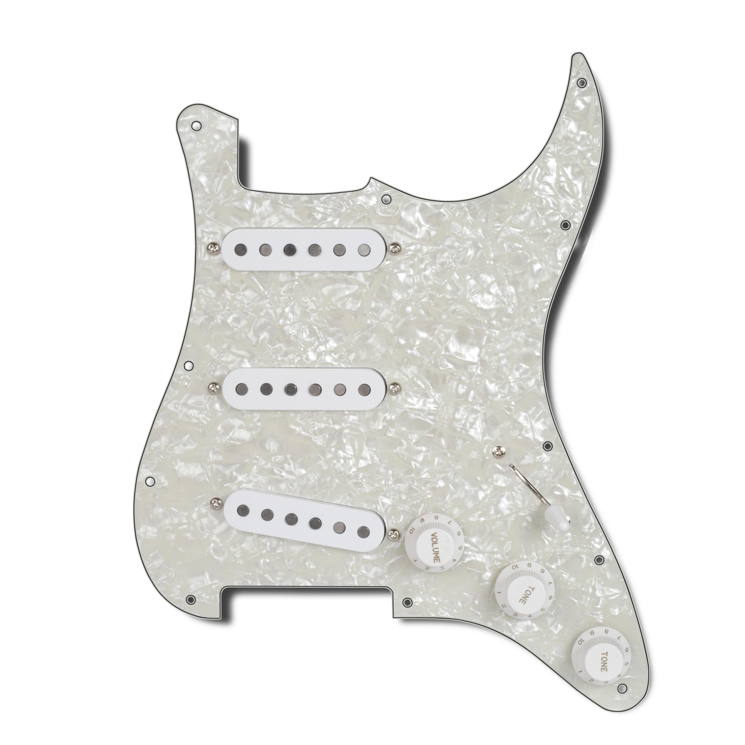 Golden Age Pre-wired Pickguards, Pearloid / white / black / mint