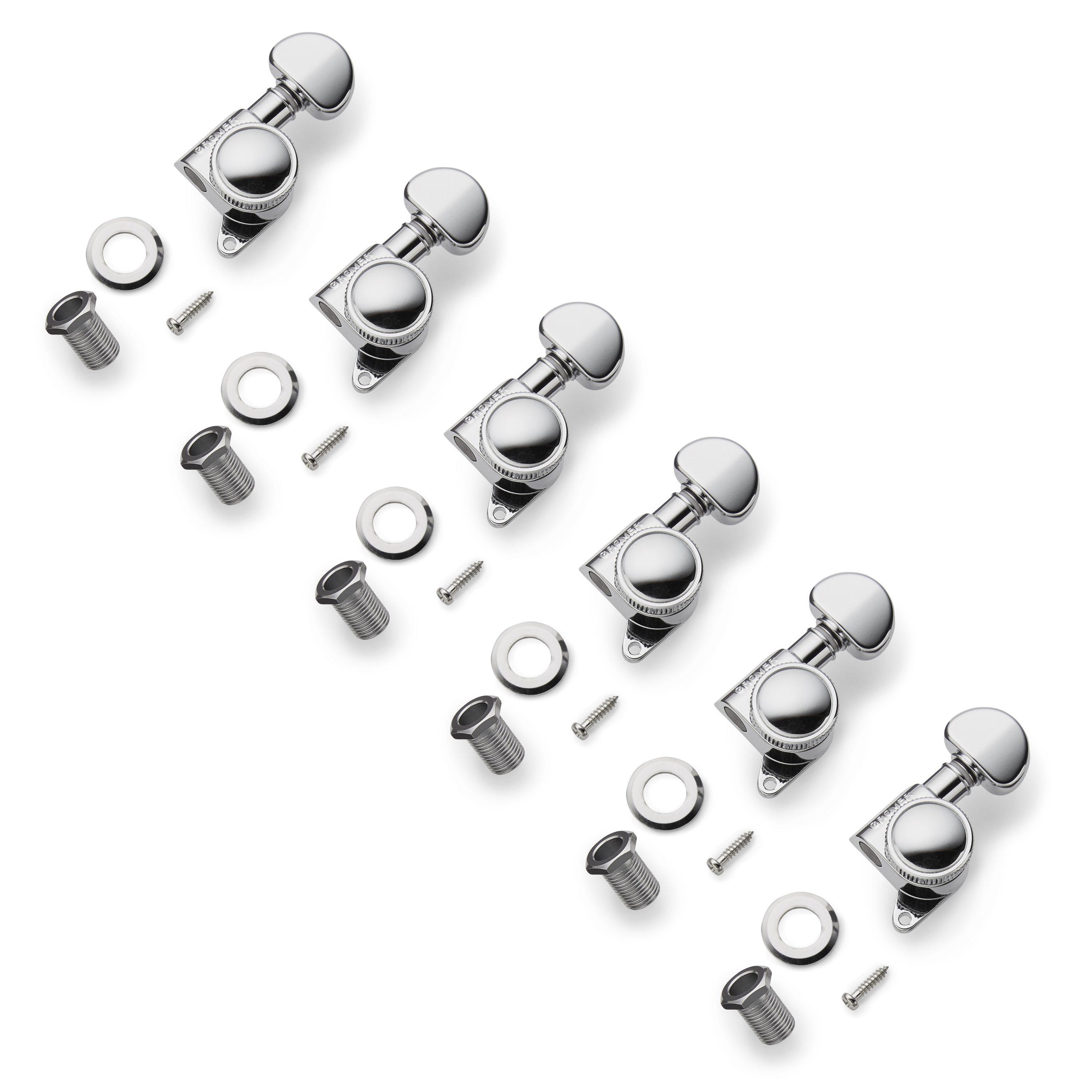 Grover Mini Roto-Grip Locking Rotomatics (505 Series) 6-In-Line Tuners, Chrome