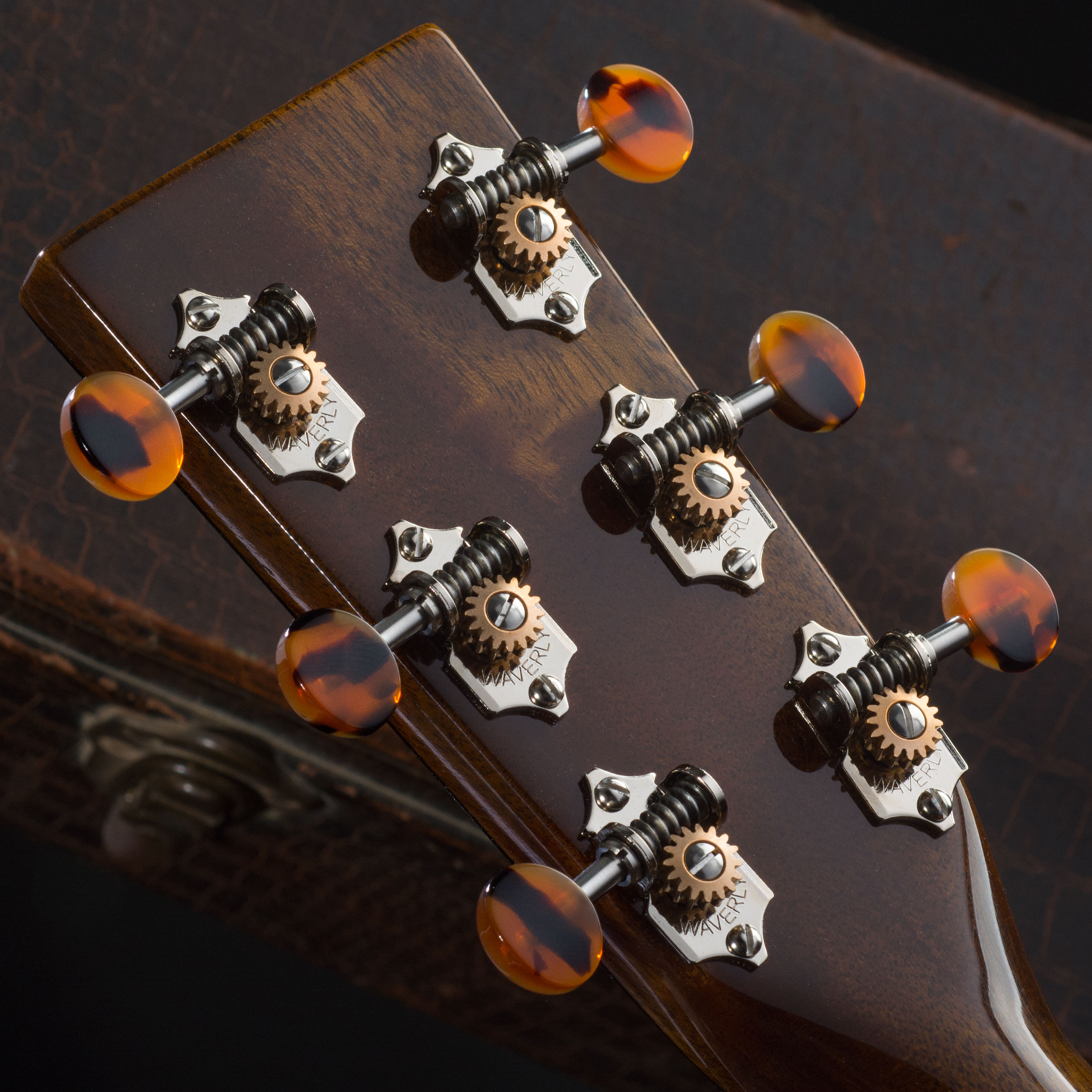 Waverly Guitar Tuners with Dark Tortoise Knobs for Solid Pegheads