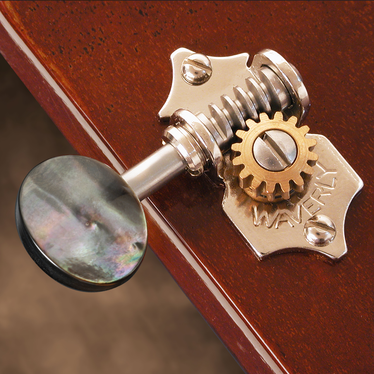 Waverly Guitar Tuners with Black Pearl Knobs for Solid Pegheads