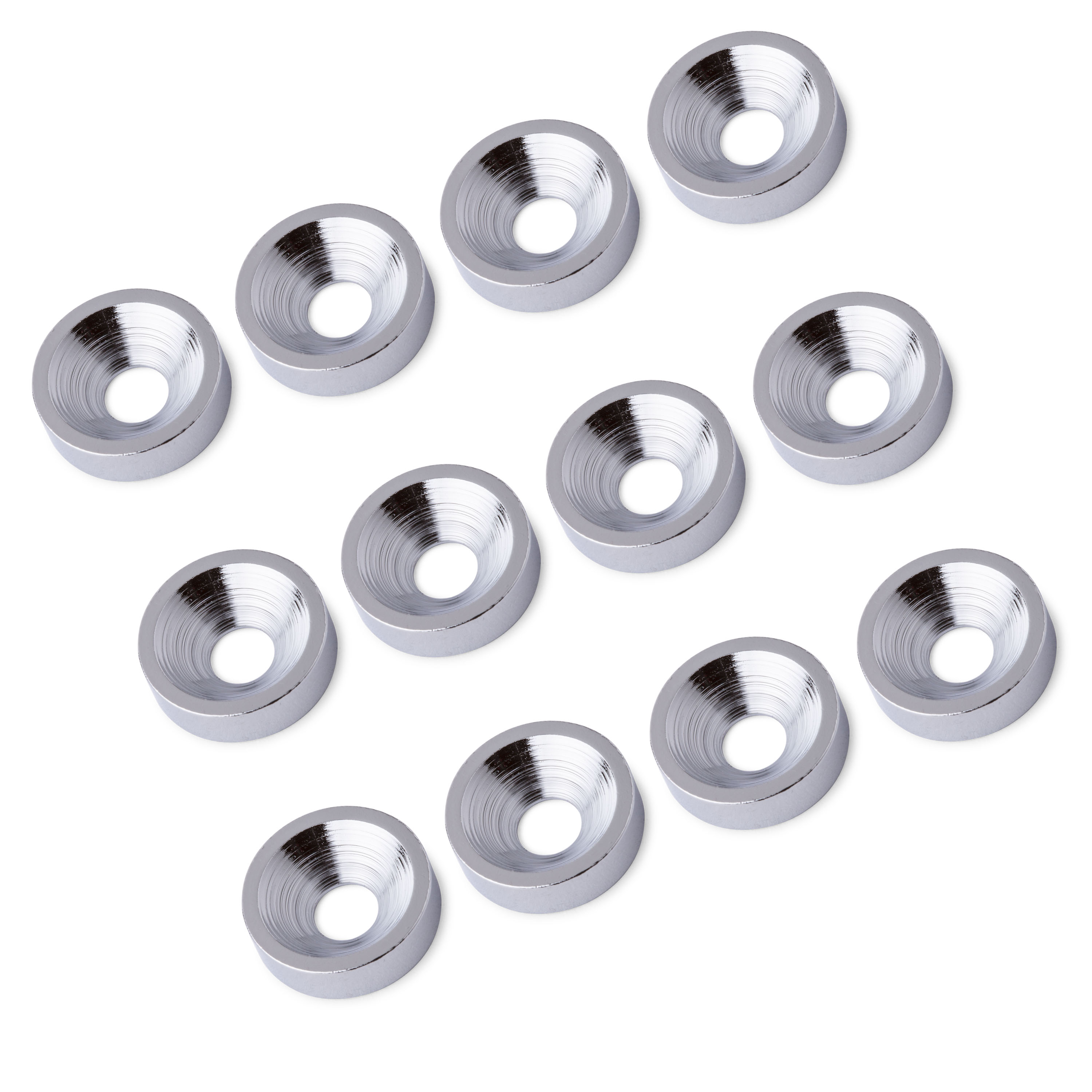 Neck Mounting Ferrules, Chrome, package of 12