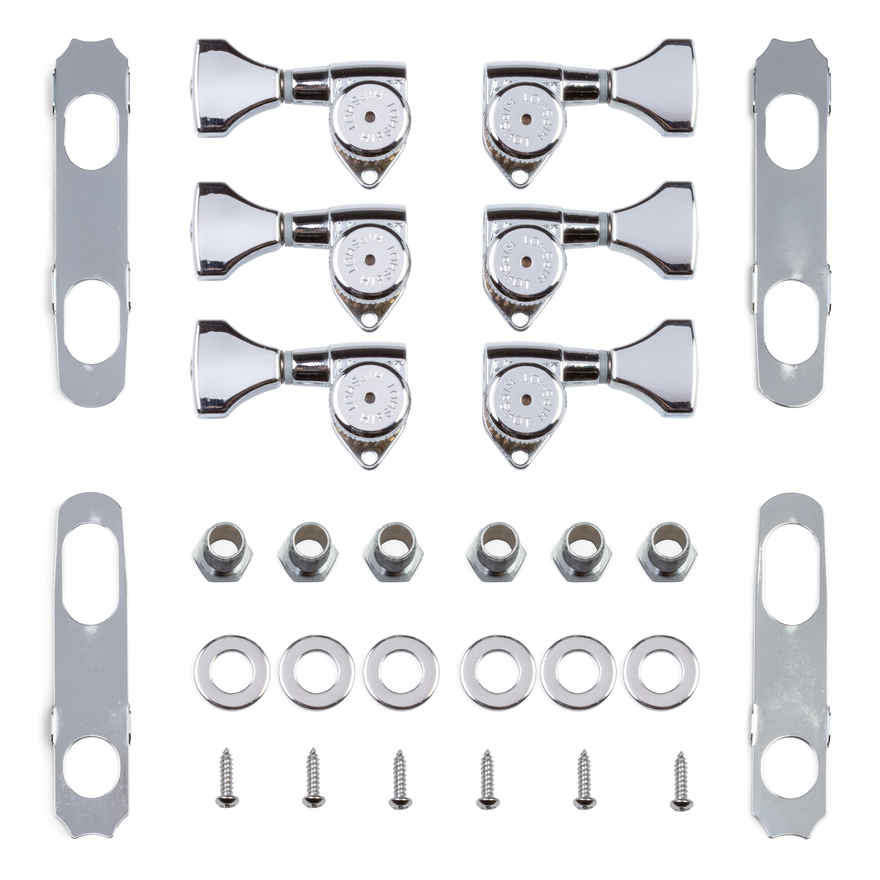 Hipshot Grip-Lock Open Gear 3+3 Tuner Upgrade Kit, Chrome
