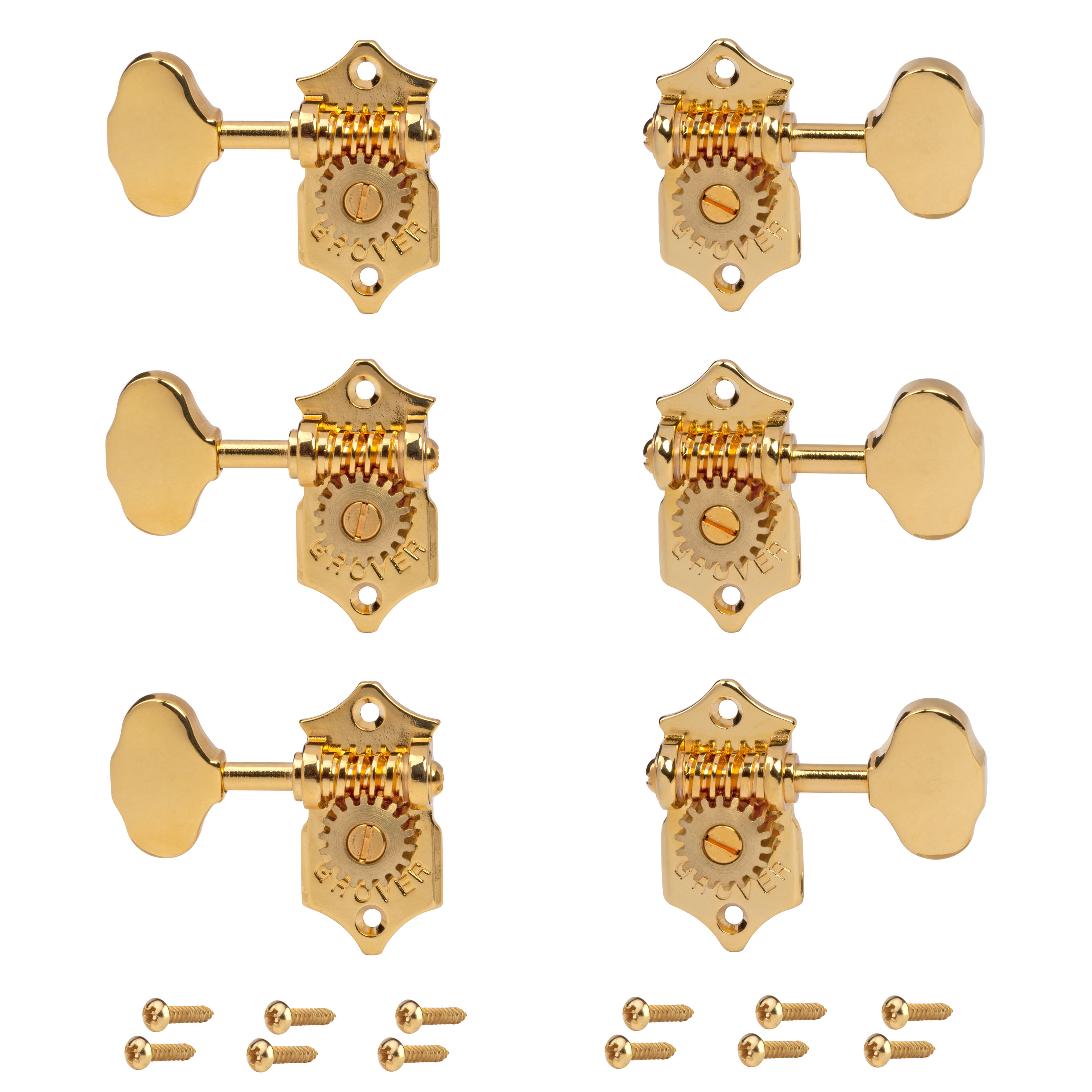 Grover 18:1 Sta-Tite Slotted Peghead Guitar Machines, Gold, 3L/3R