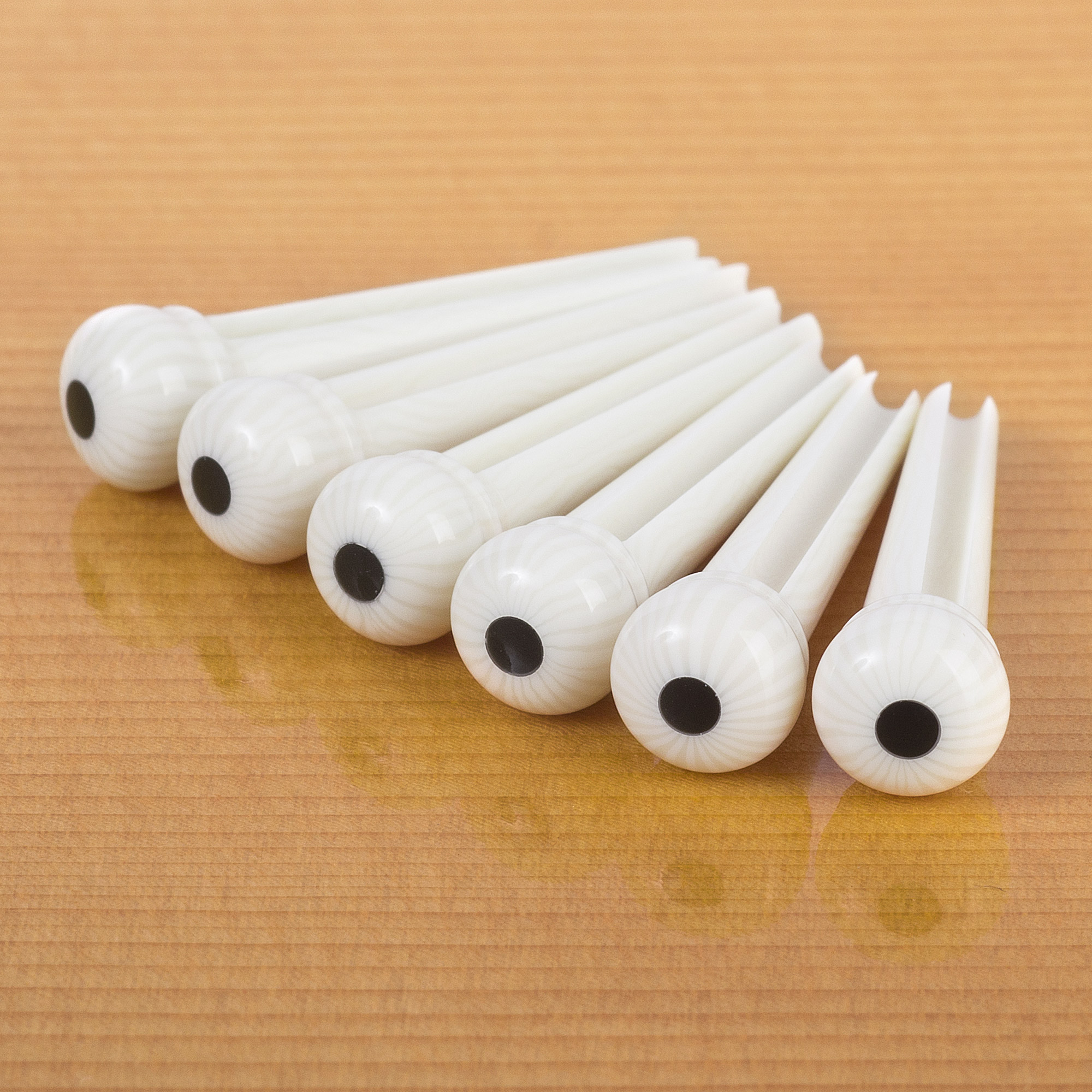 Waverly Ivoroid Bridge Pins, Slotted, with black dot, set of 6