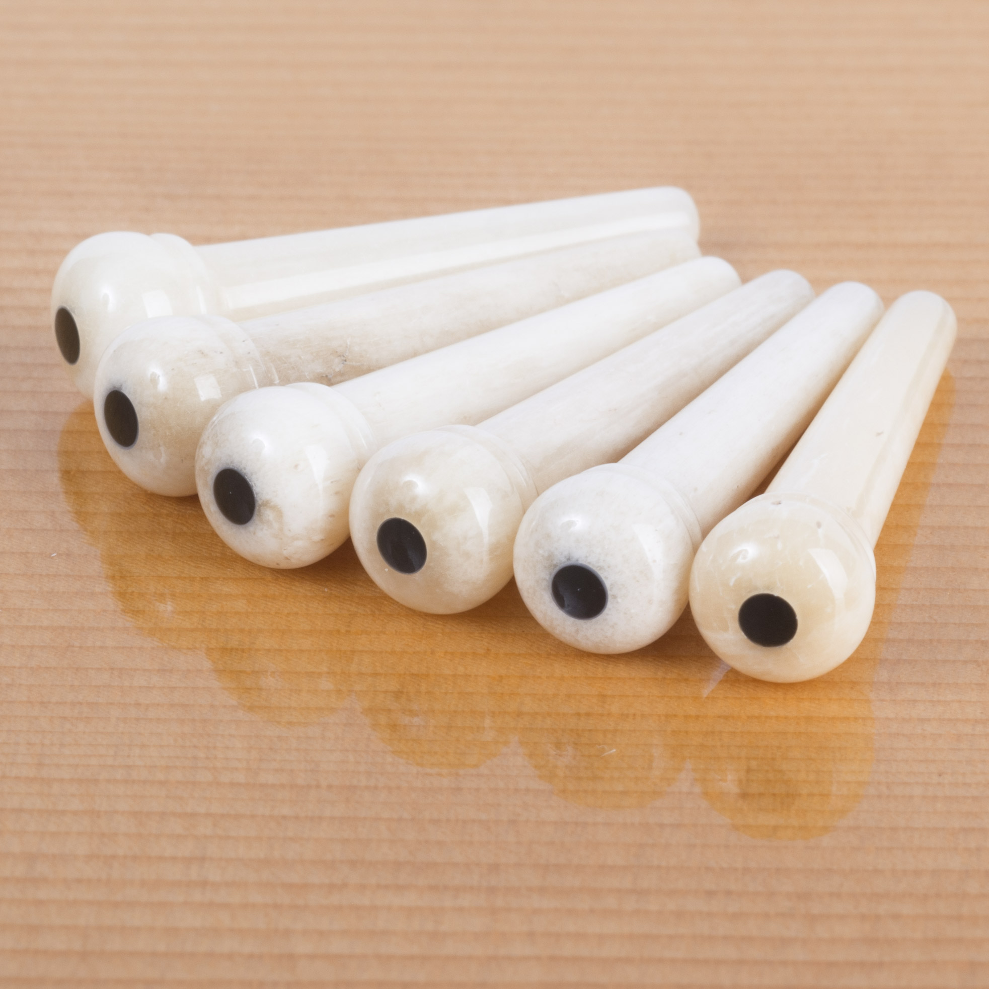 Waverly Bone Bridge Pins, Unslotted, with black dot, set of 6